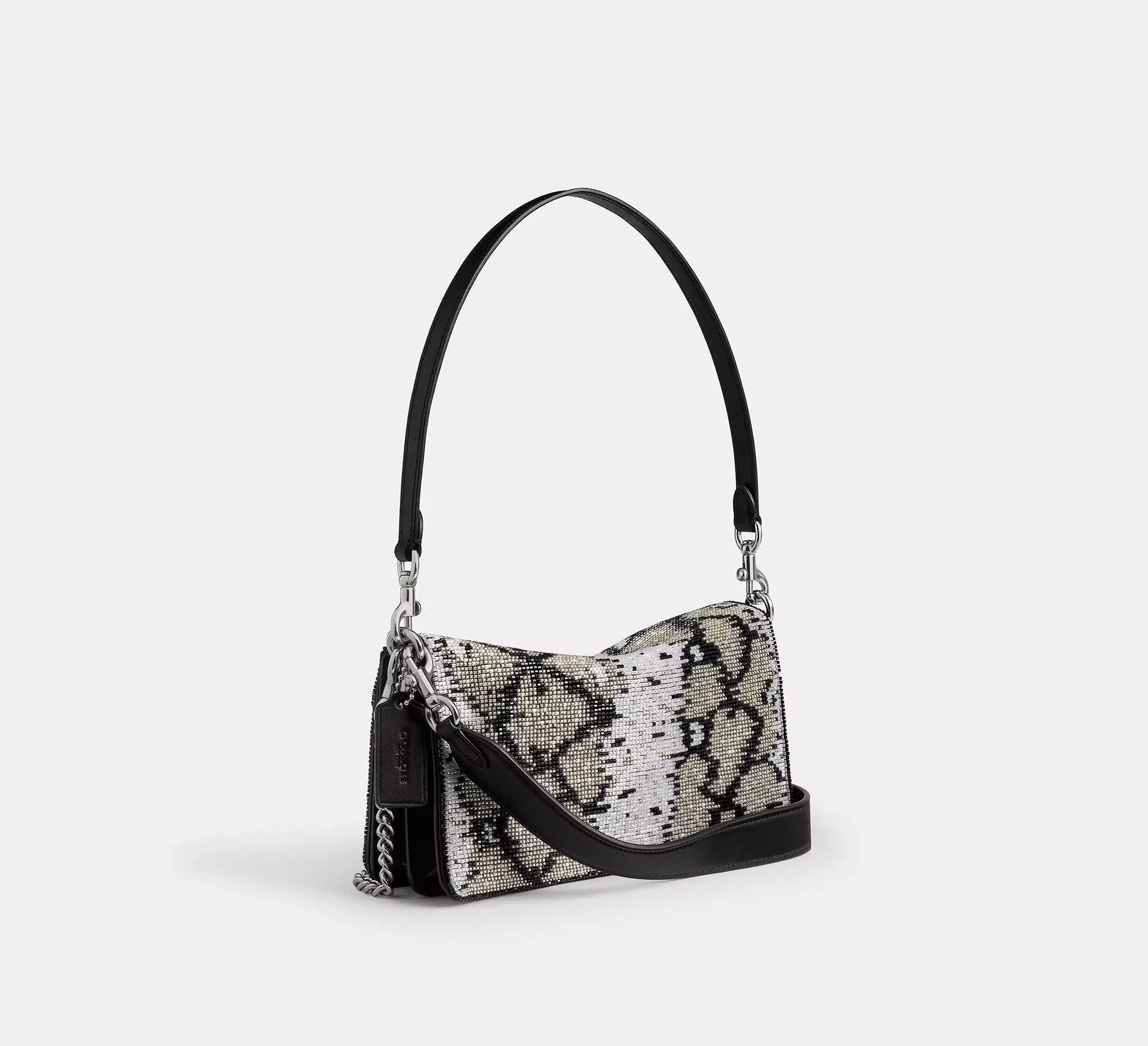 Coach Tabby Shoulder Bag 26 With Beaded Snake – Silver/Black - Sneaker Türkiye