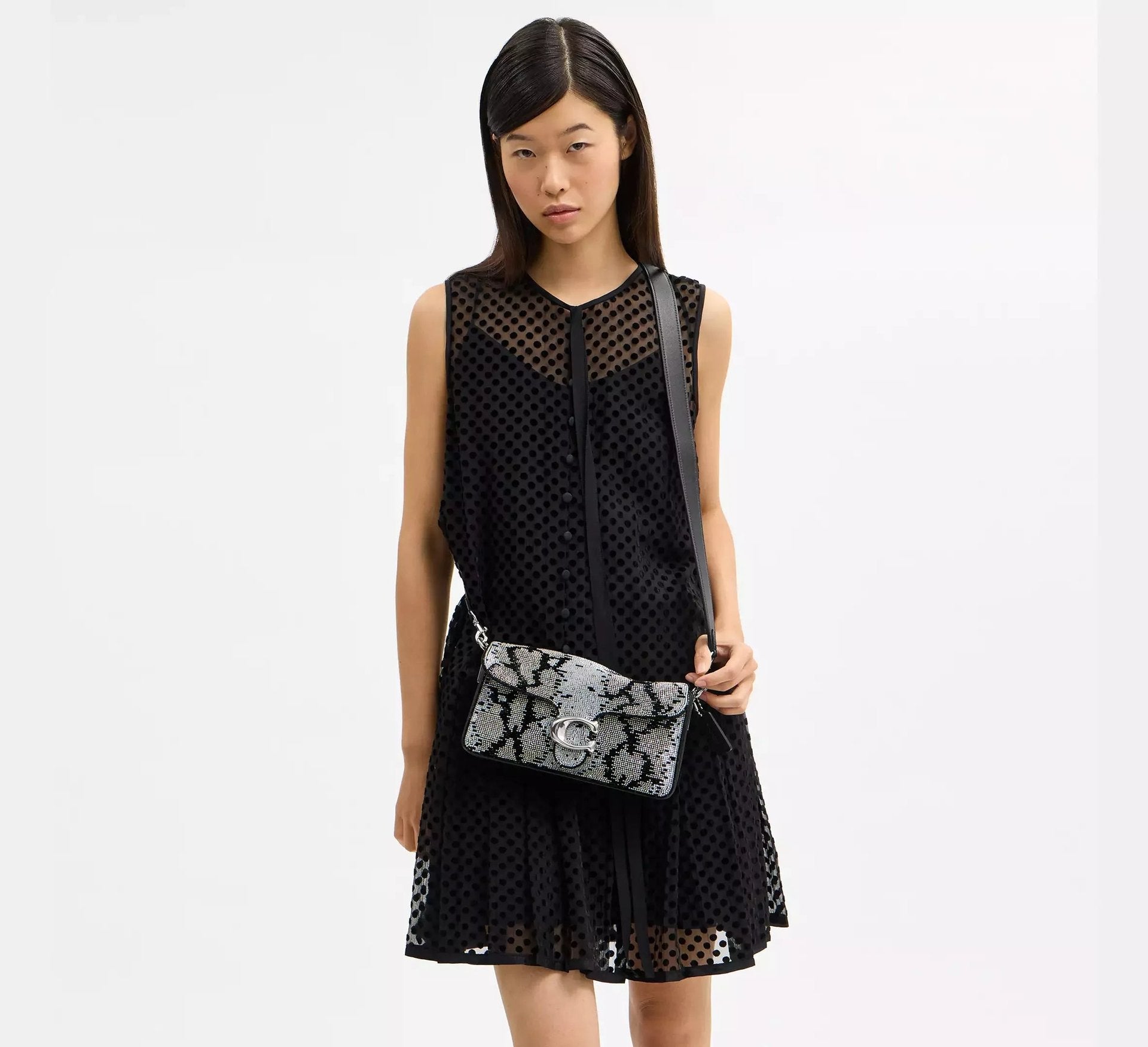 Coach Tabby Shoulder Bag 26 With Beaded Snake – Silver/Black - Sneaker Türkiye