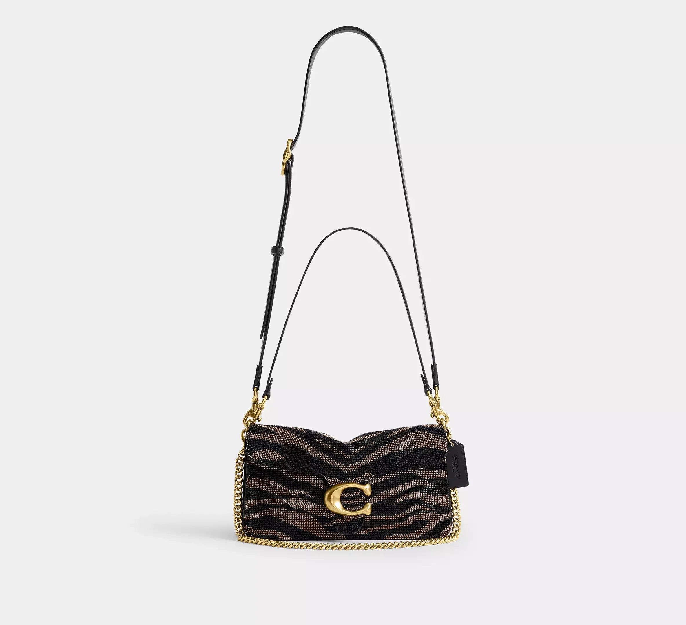 Coach Tabby Shoulder Bag 26 With Beaded Tiger – Brass/Black - Sneaker Türkiye
