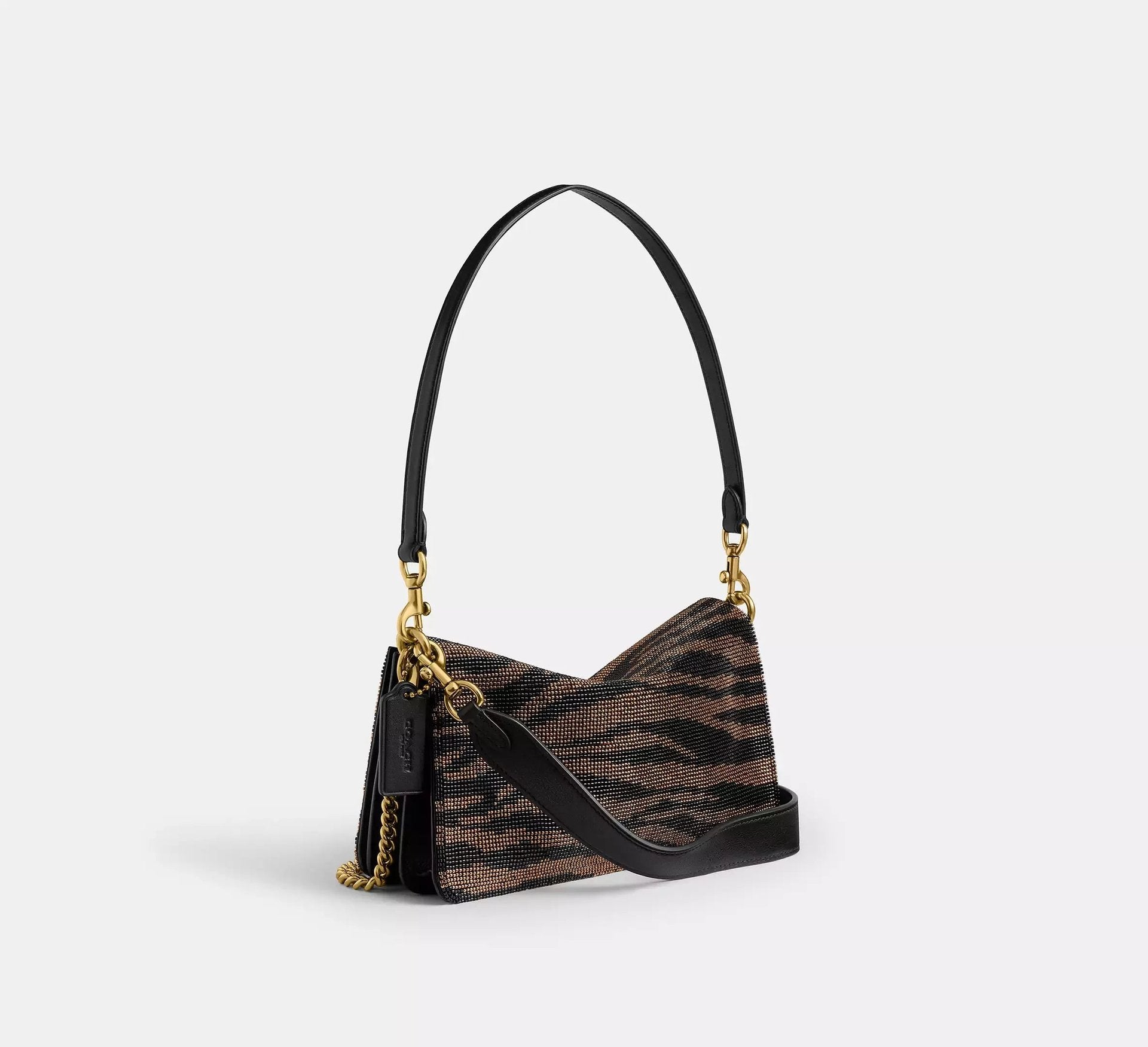 Coach Tabby Shoulder Bag 26 With Beaded Tiger – Brass/Black - Sneaker Türkiye