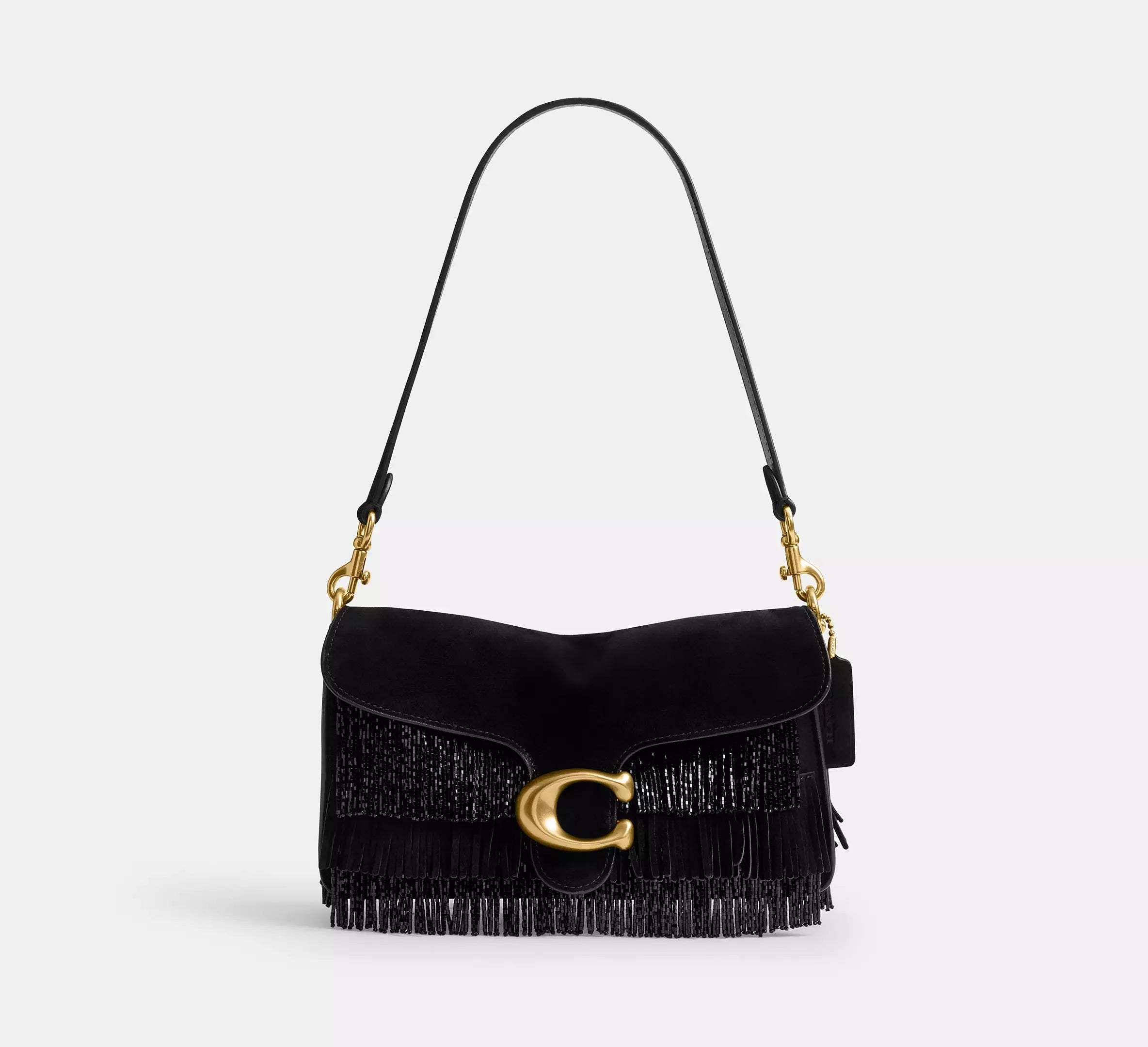 Coach Tabby Shoulder Bag 26 With Crystal Beaded Fringe – Brass/Black - Sneaker Türkiye