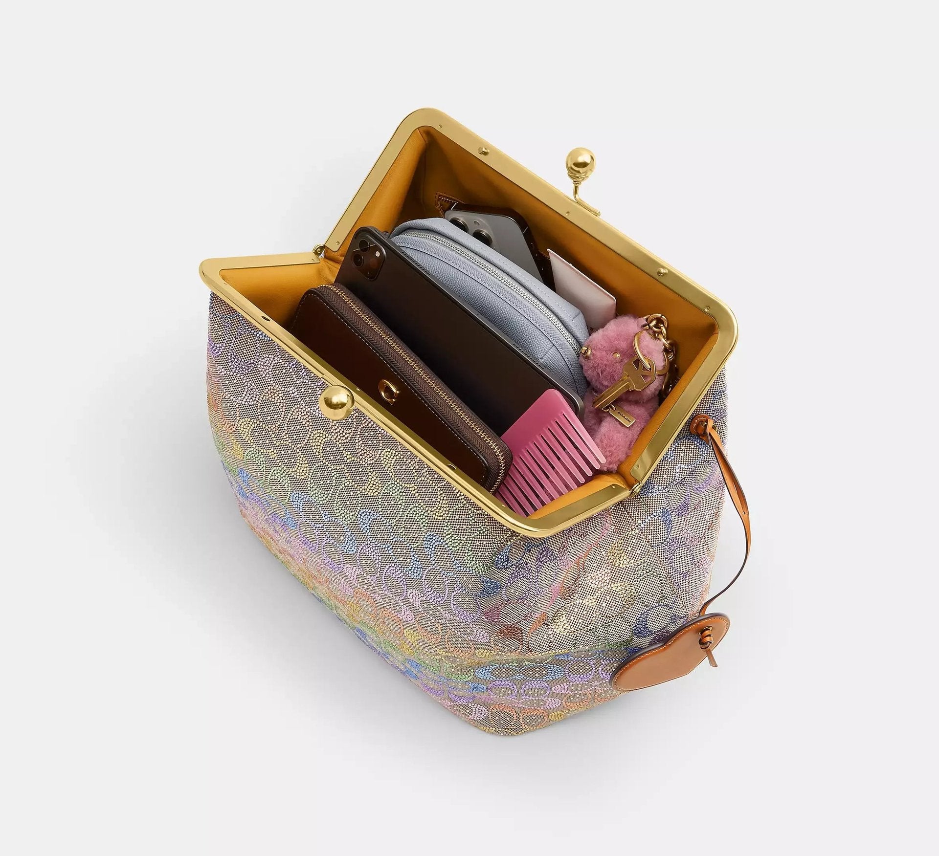 Coach Large Kisslock Frame Bag In Crystal Signature Jacquard SEZON – Brass/Rainbow Multi - Sneaker Türkiye