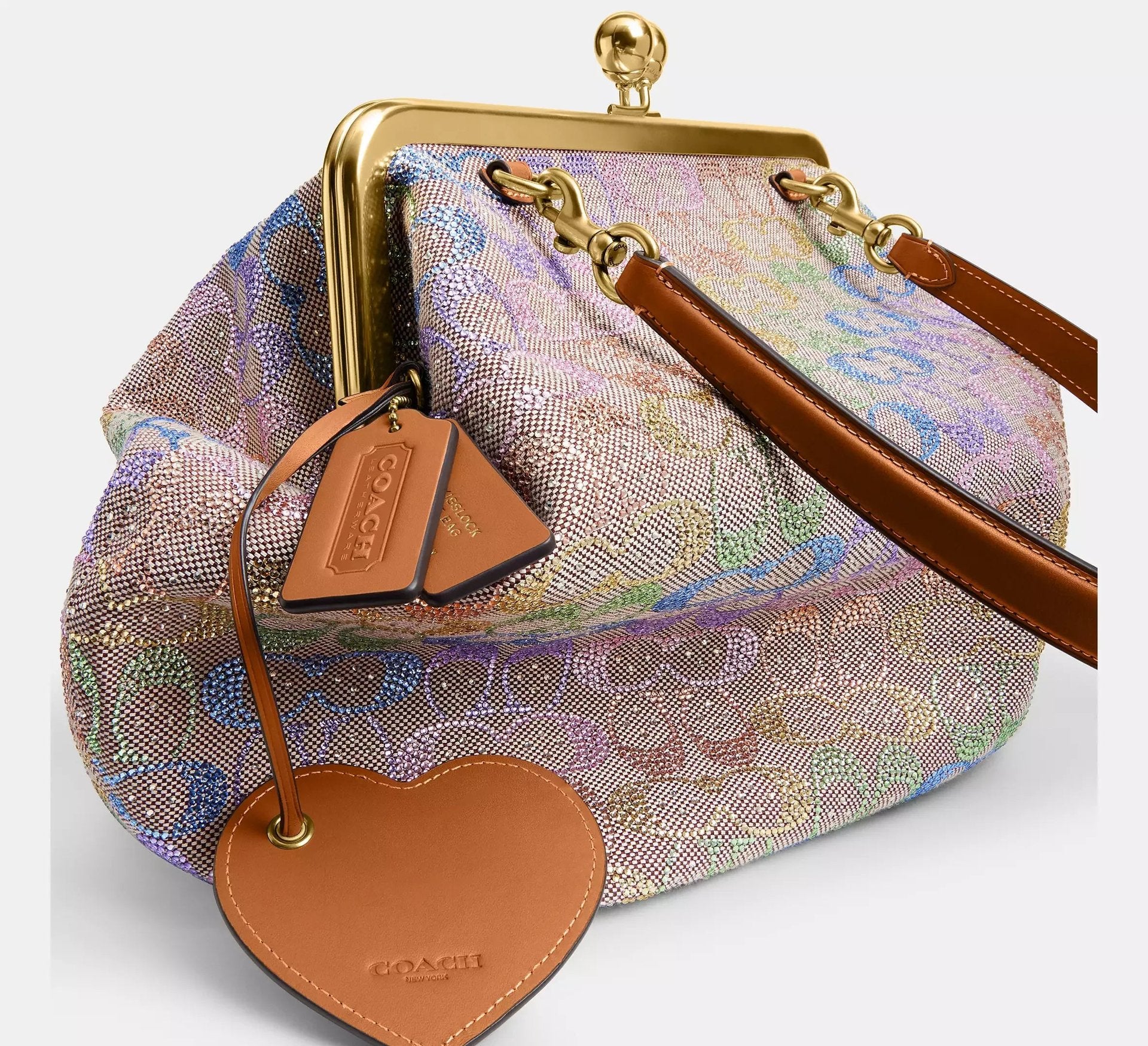 Coach Large Kisslock Frame Bag In Crystal Signature Jacquard SEZON – Brass/Rainbow Multi - Sneaker Türkiye