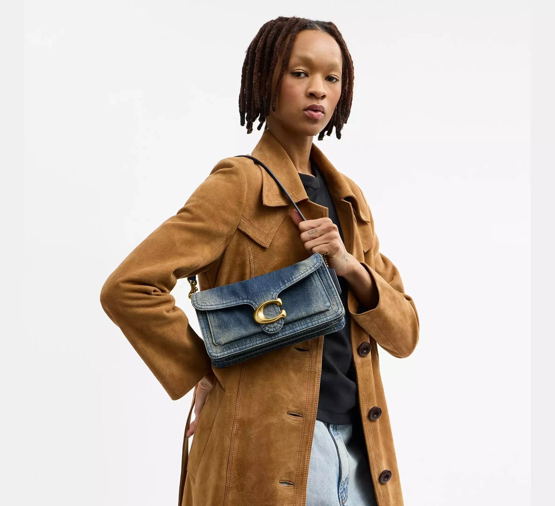 Coach Tabby Shoulder Bag 26 In Regenerative Cotton Denim – Denim/Brass/Dark Indigo - Sneaker Türkiye