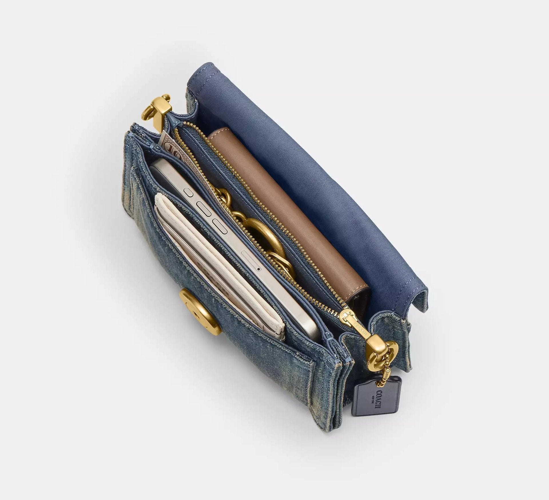 Coach Tabby Shoulder Bag 20 In Regenerative Cotton Denim – Denim/Brass/Dark Indigo - Sneaker Türkiye