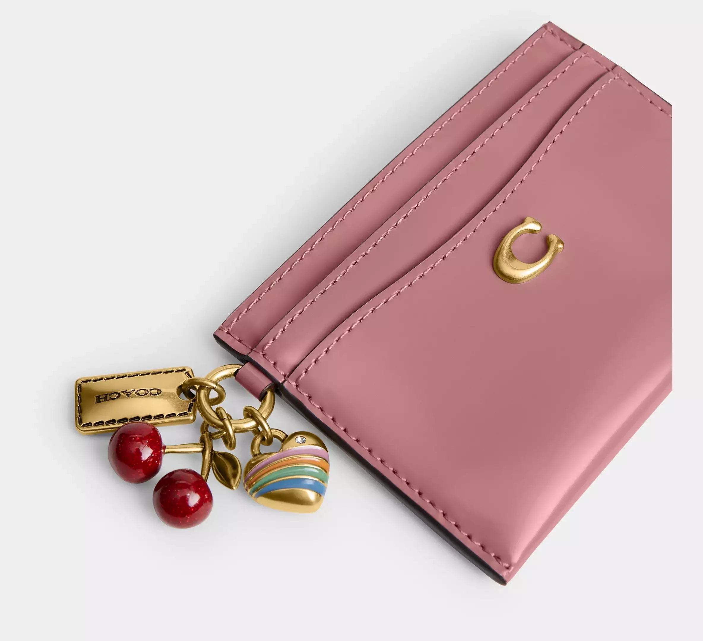 Coach Essential Card Case With Charms – Brass/Peony - Sneaker Türkiye