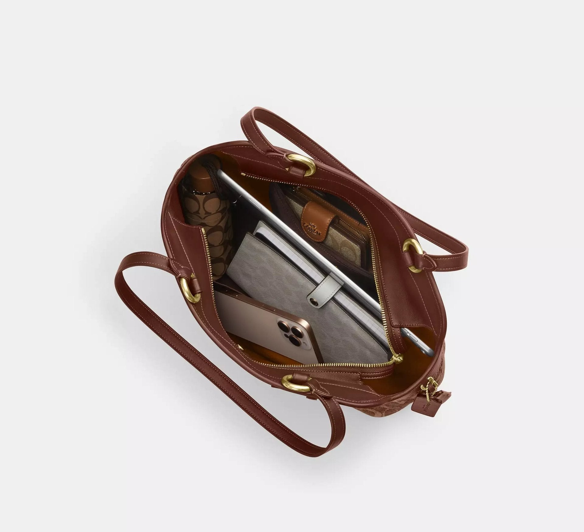 Coach Easton Tote Bag In Signature Chenille – Im/Light Khaki/Vintage Brown - Sneaker Türkiye
