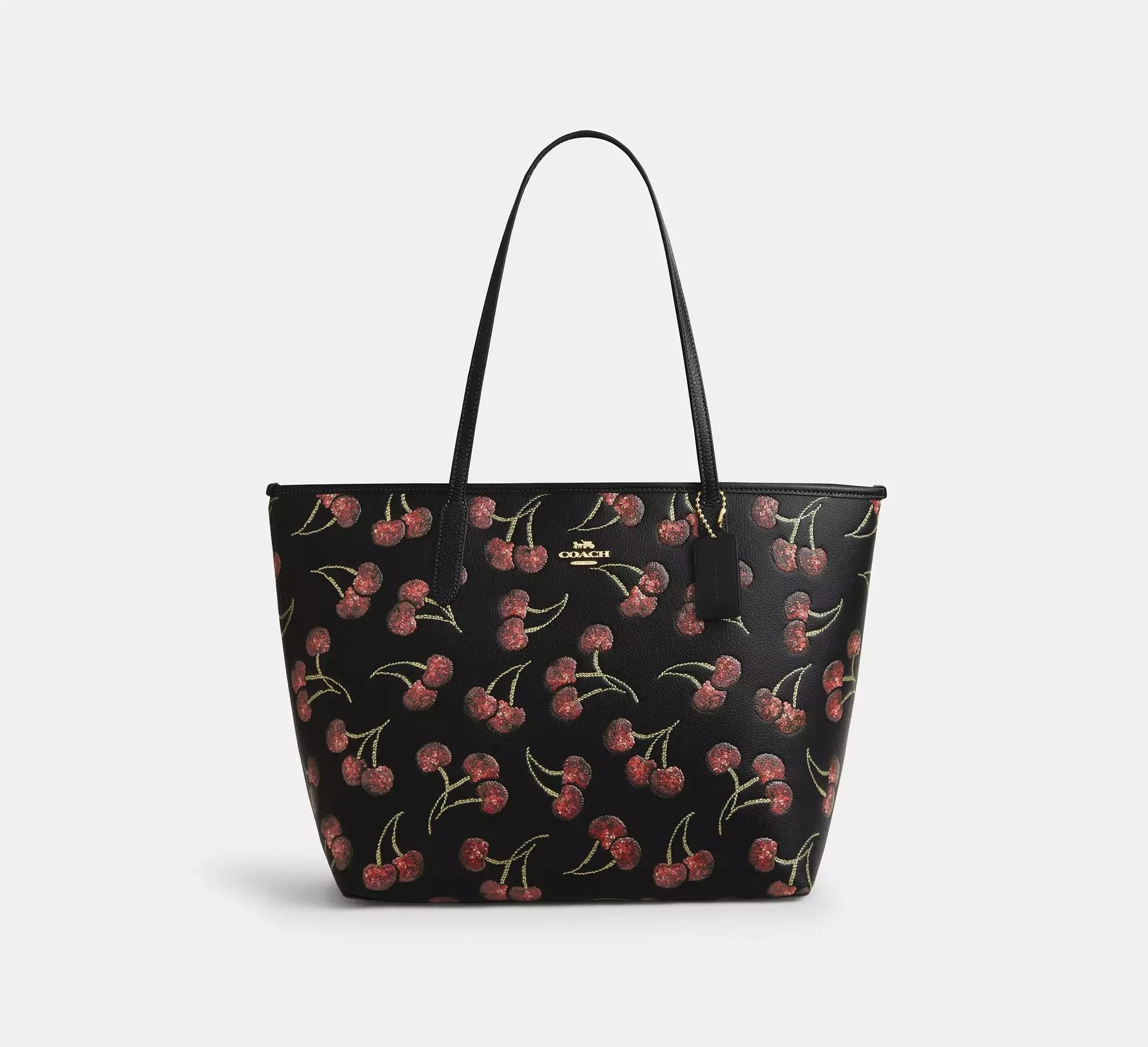 Coach City Tote Bag With Cherry Print – Gold/Black Multi - Sneaker Türkiye