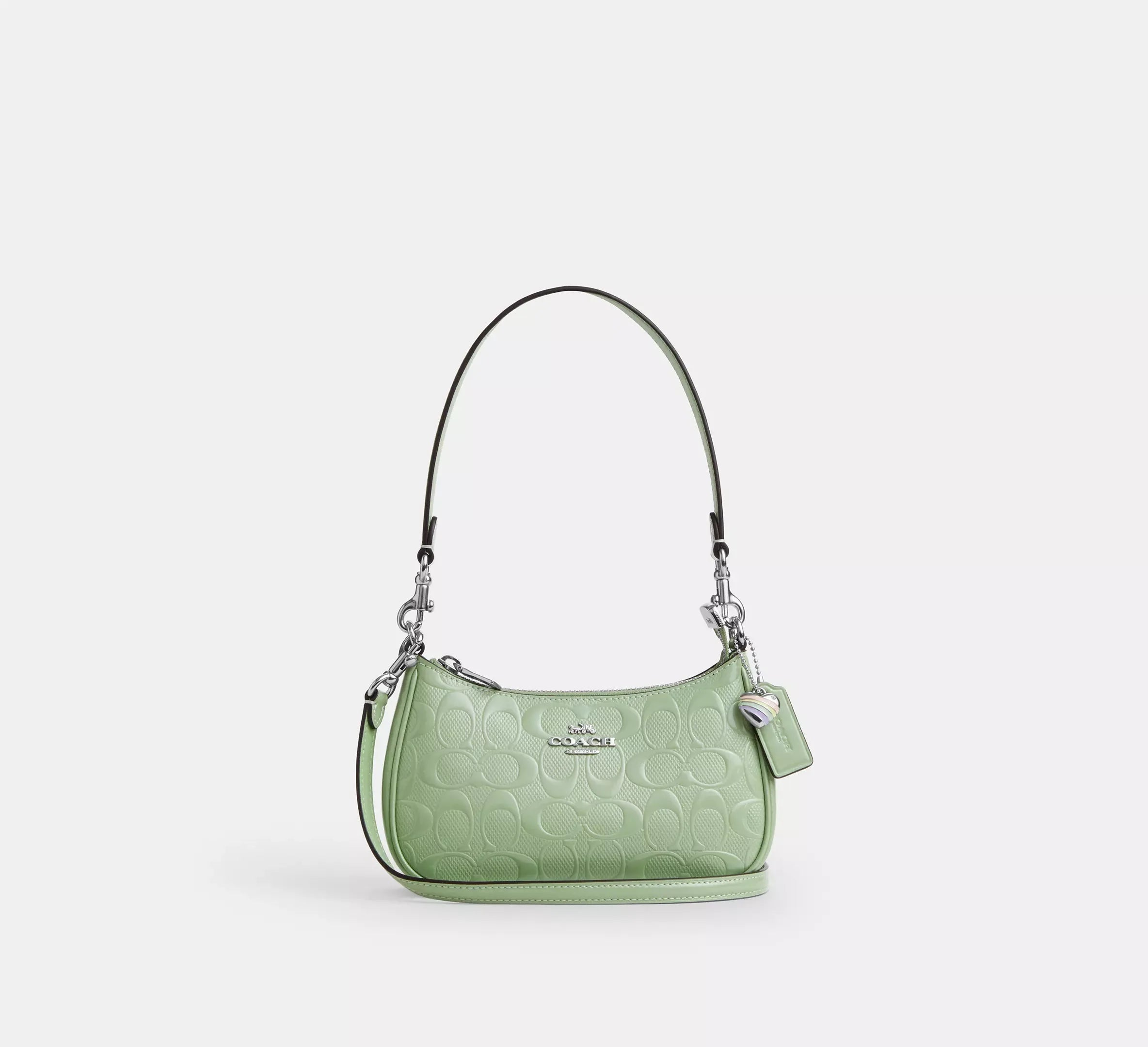 Coach Teri Mini Crossbody Bag In Signature Leather With Heart Charm – Silver - Sneaker Türkiye
