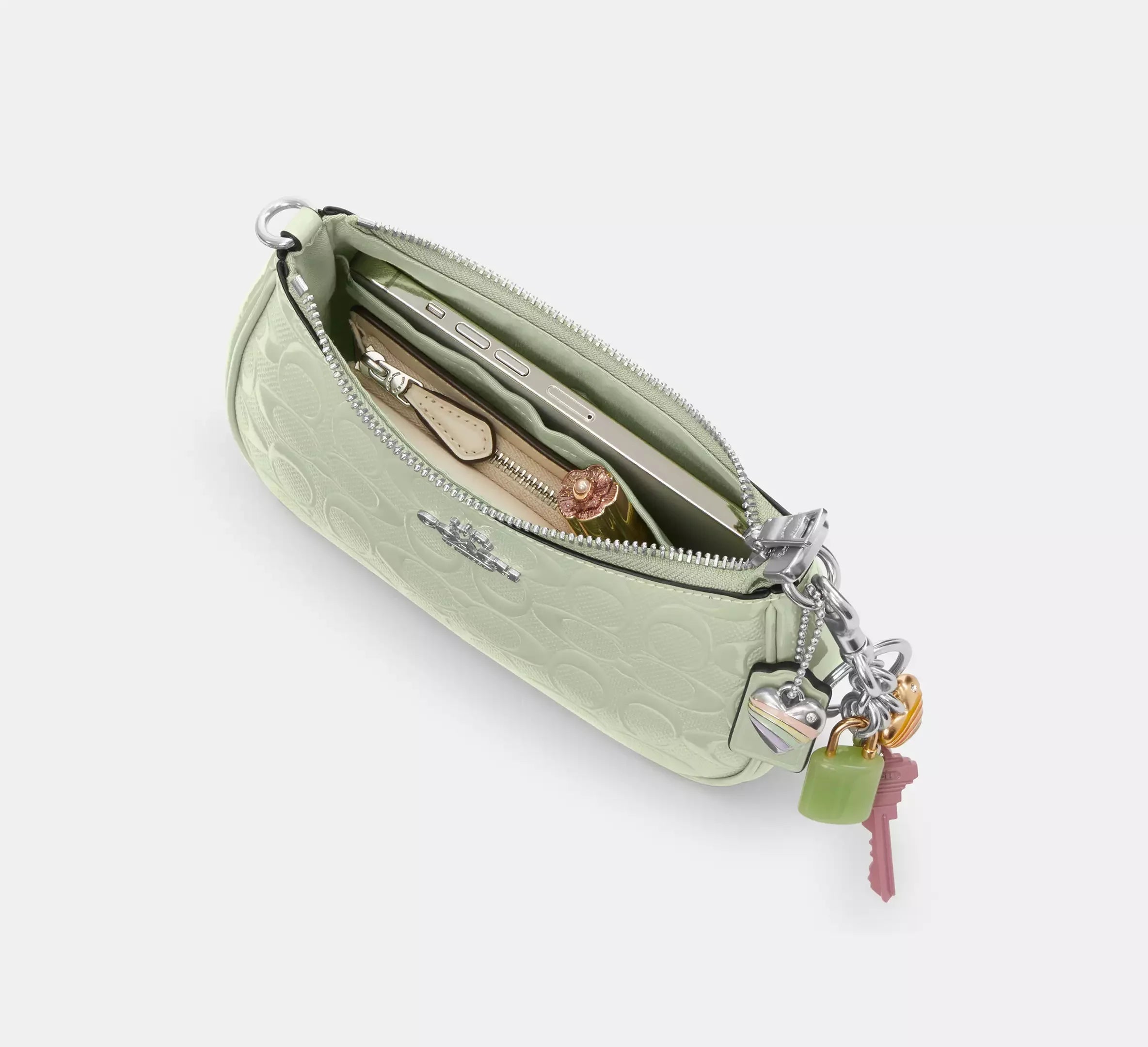 Coach Teri Mini Crossbody Bag In Signature Leather With Heart Charm – Silver - Sneaker Türkiye