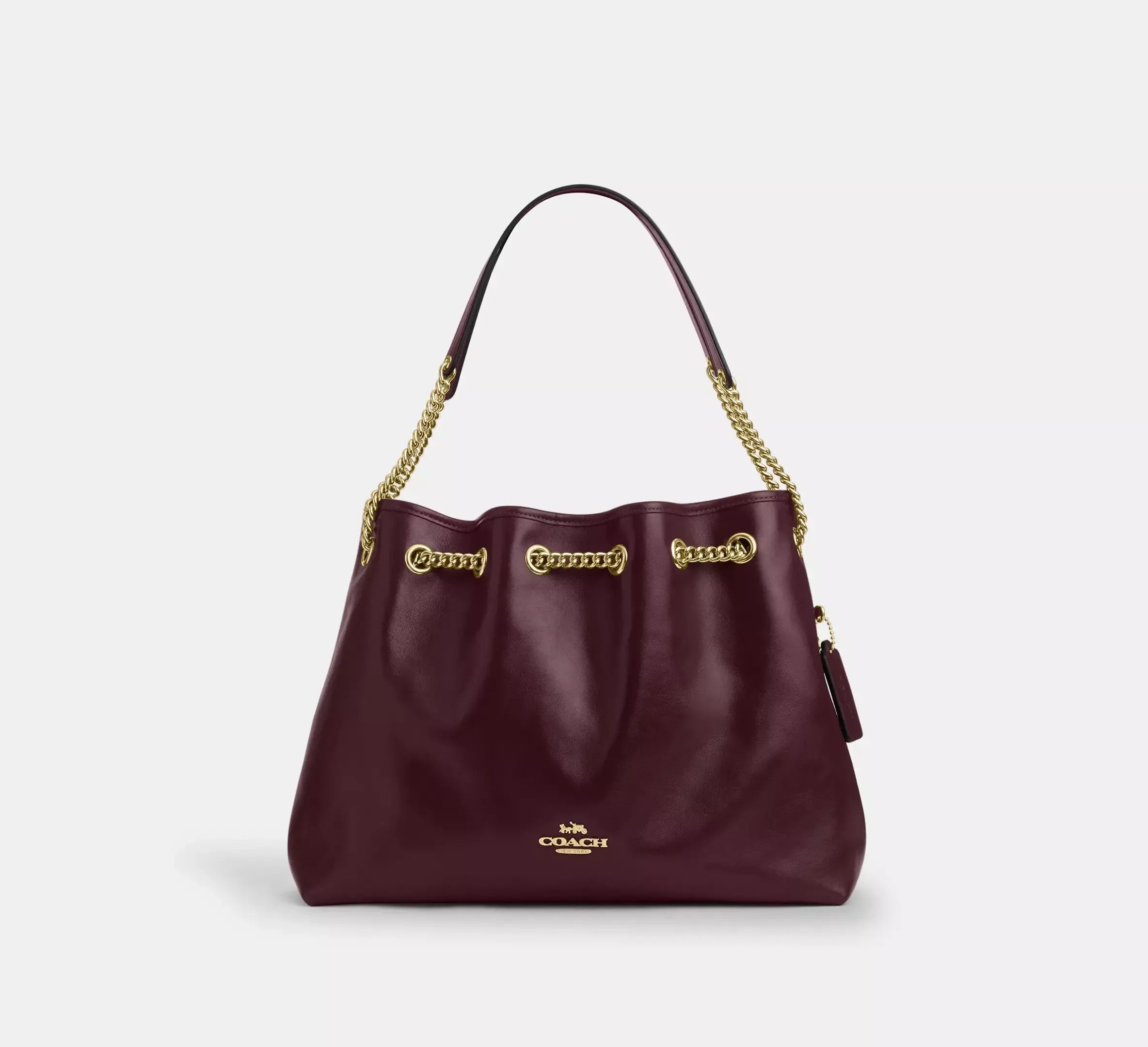 Coach Evelyn Shoulder Bag – Gold/Dark Wine - Sneaker Türkiye