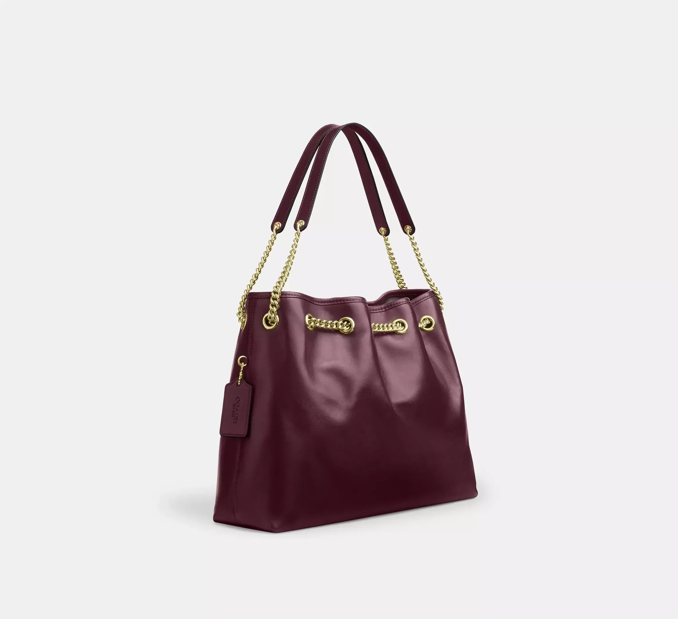 Coach Evelyn Shoulder Bag – Gold/Dark Wine - Sneaker Türkiye