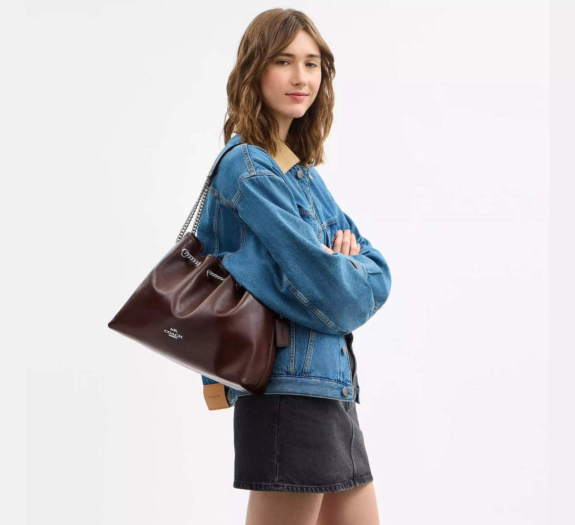 Coach Evelyn Shoulder Bag – Silver/Maple - Sneaker Türkiye