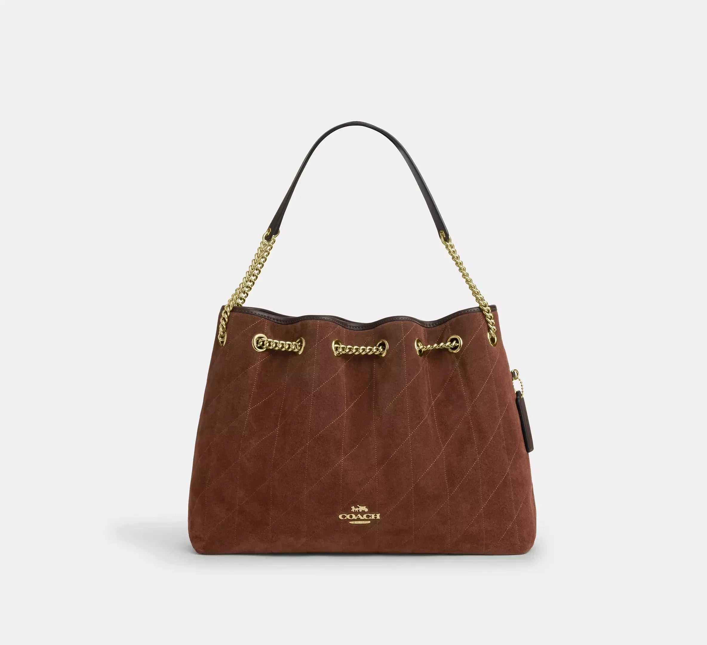 Coach Evelyn Shoulder Bag With Quilting – Gold/Vintage Brown/Maple - Sneaker Türkiye