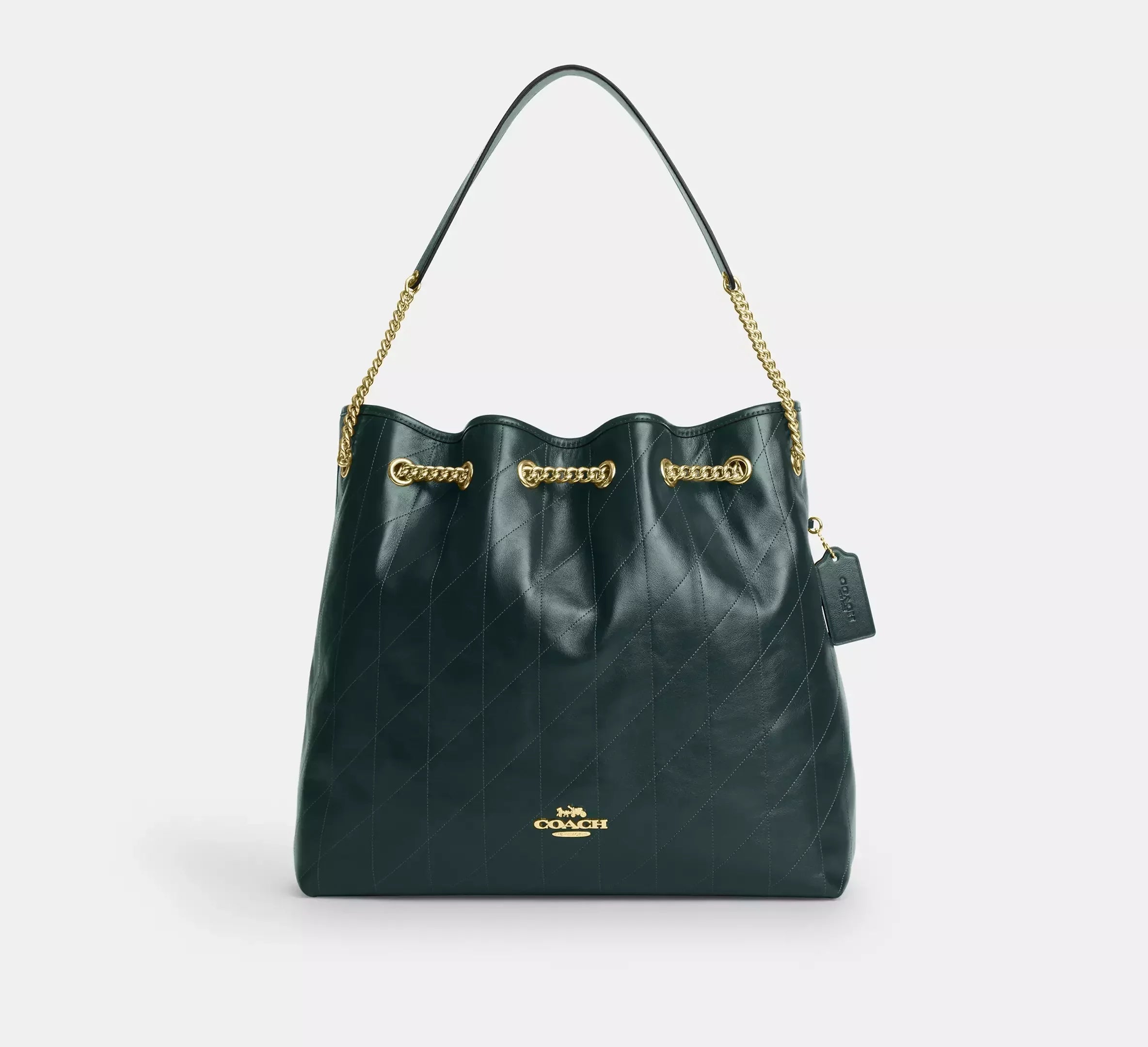 Coach Evelyn Large Shoulder Bag With Quilting – Gold/Dark Teal - Sneaker Türkiye