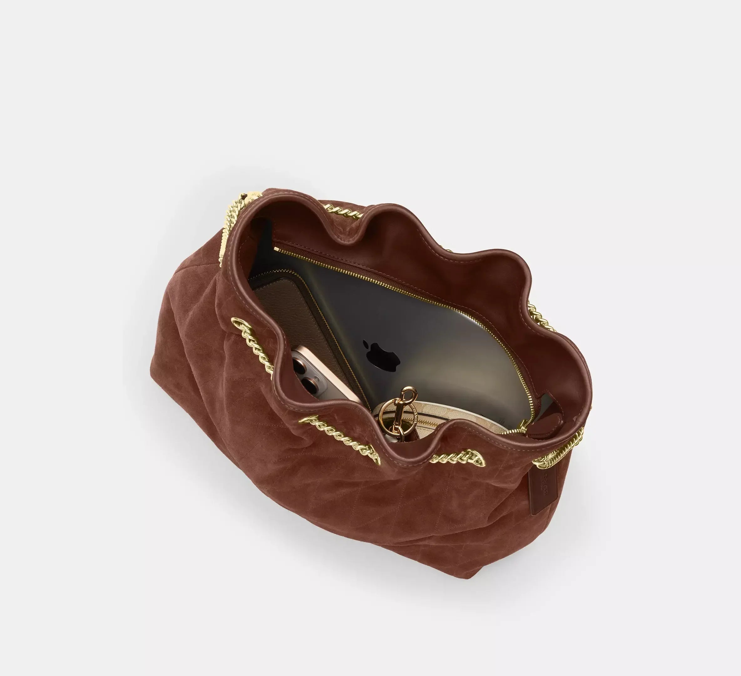 Coach Evelyn Large Shoulder Bag With Quilting – Gold/Vintage Brown/Maple - Sneaker Türkiye