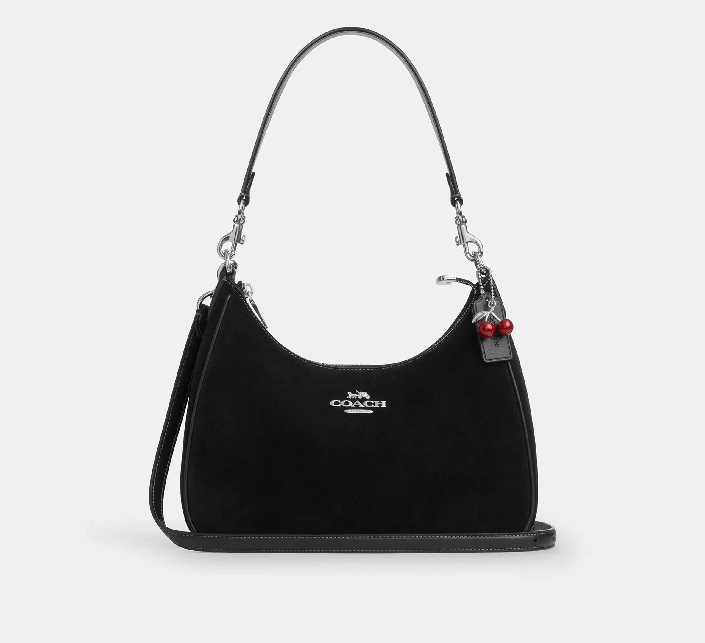 Coach Teri Hobo Bag With Cherry Charm – Silver/Black - Sneaker Türkiye