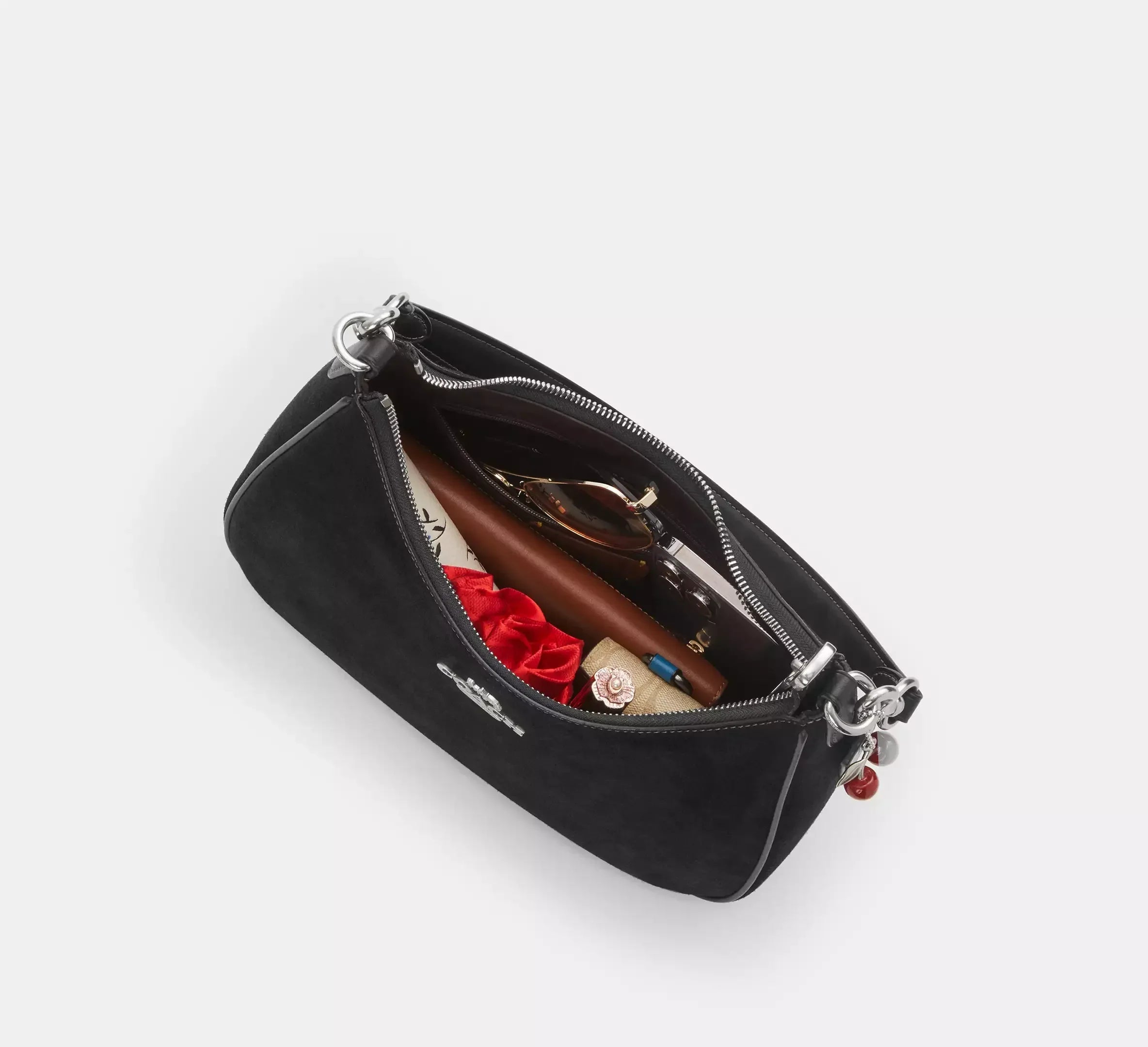Coach Teri Hobo Bag With Cherry Charm – Silver/Black - Sneaker Türkiye