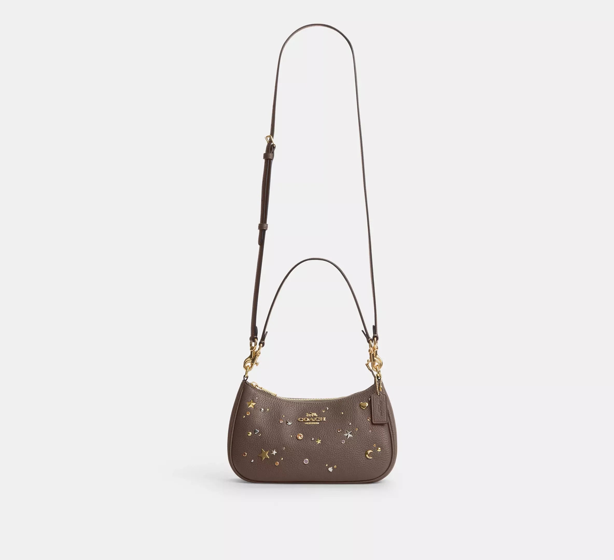 Coach Teri Shoulder Bag With Rivets – Gold/Dark Stone - Sneaker Türkiye