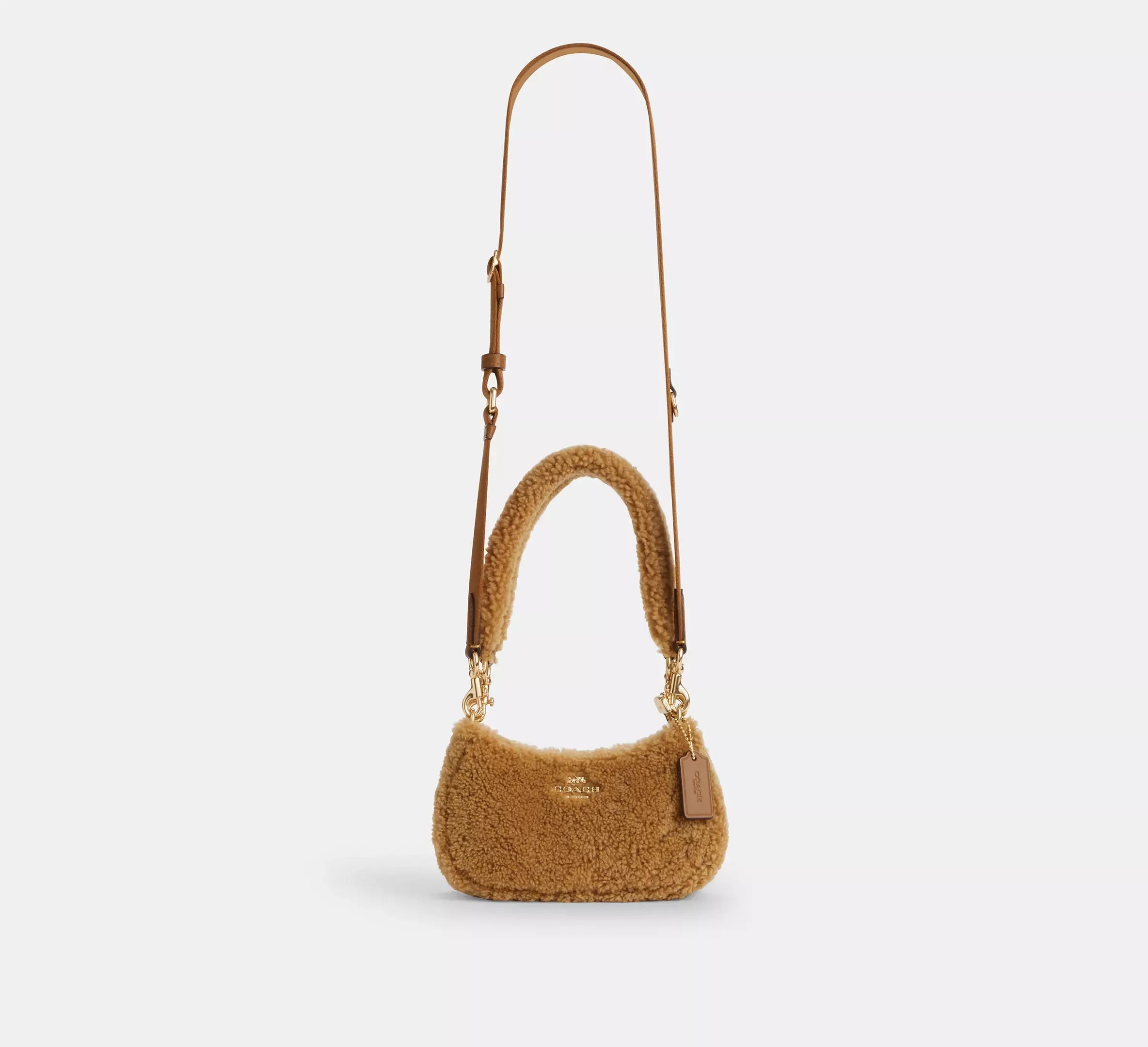 Coach Teri Mini Crossbody Bag In Shearling – Im/Dark Natural/Honey Brown - Sneaker Türkiye