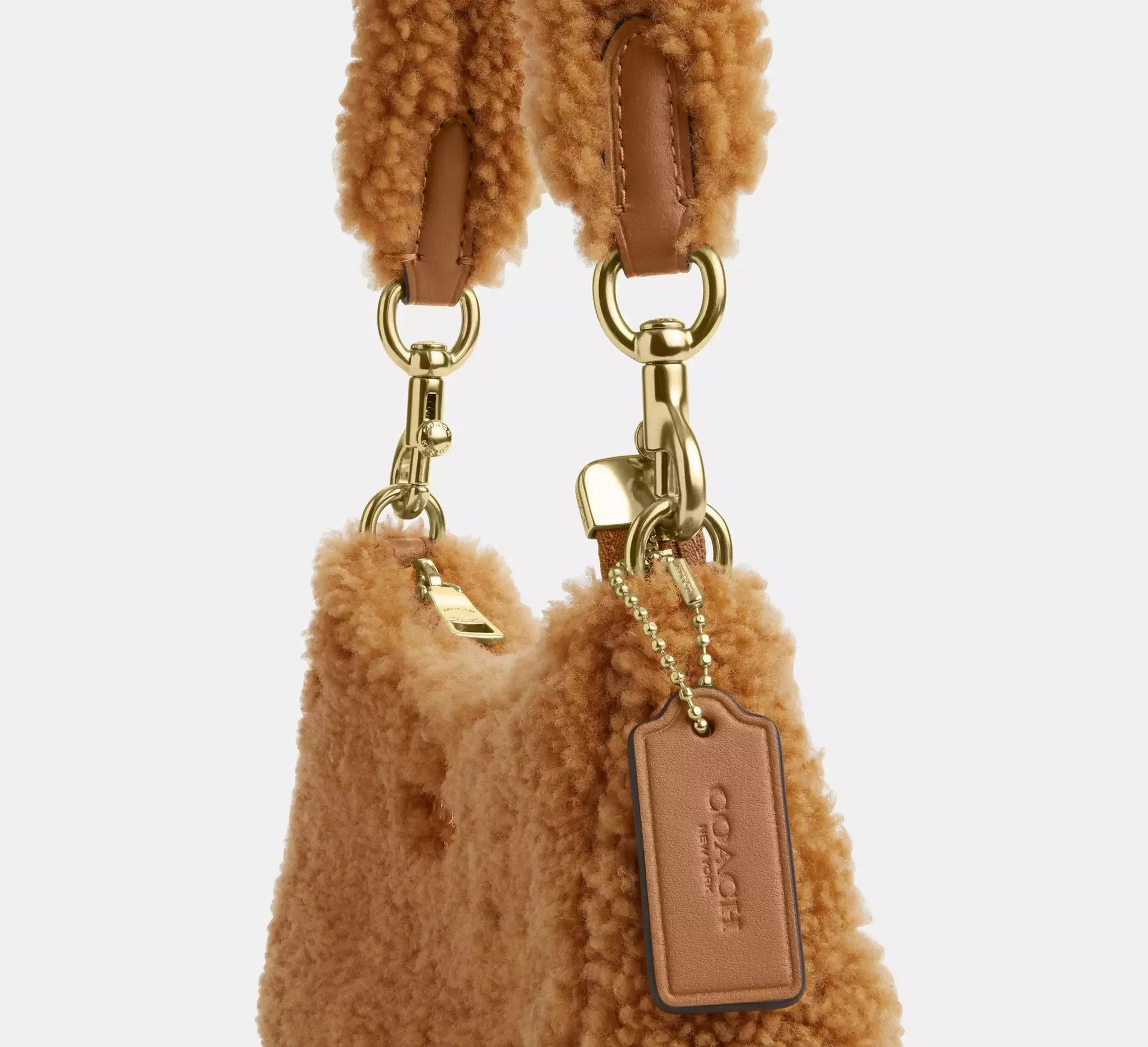Coach Teri Mini Crossbody Bag In Shearling – Im/Dark Natural/Honey Brown - Sneaker Türkiye
