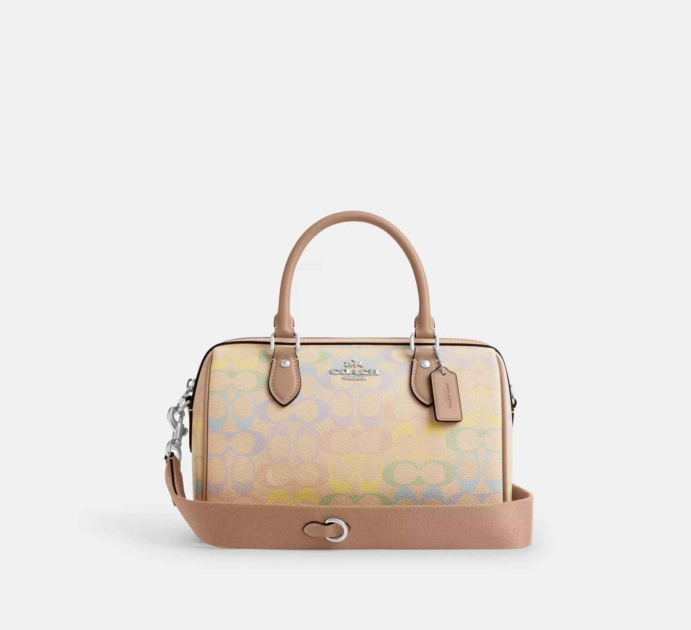 Coach Rowan Satchel Bag In Rainbow Signature – Silver/Sand Multi - Sneaker Türkiye