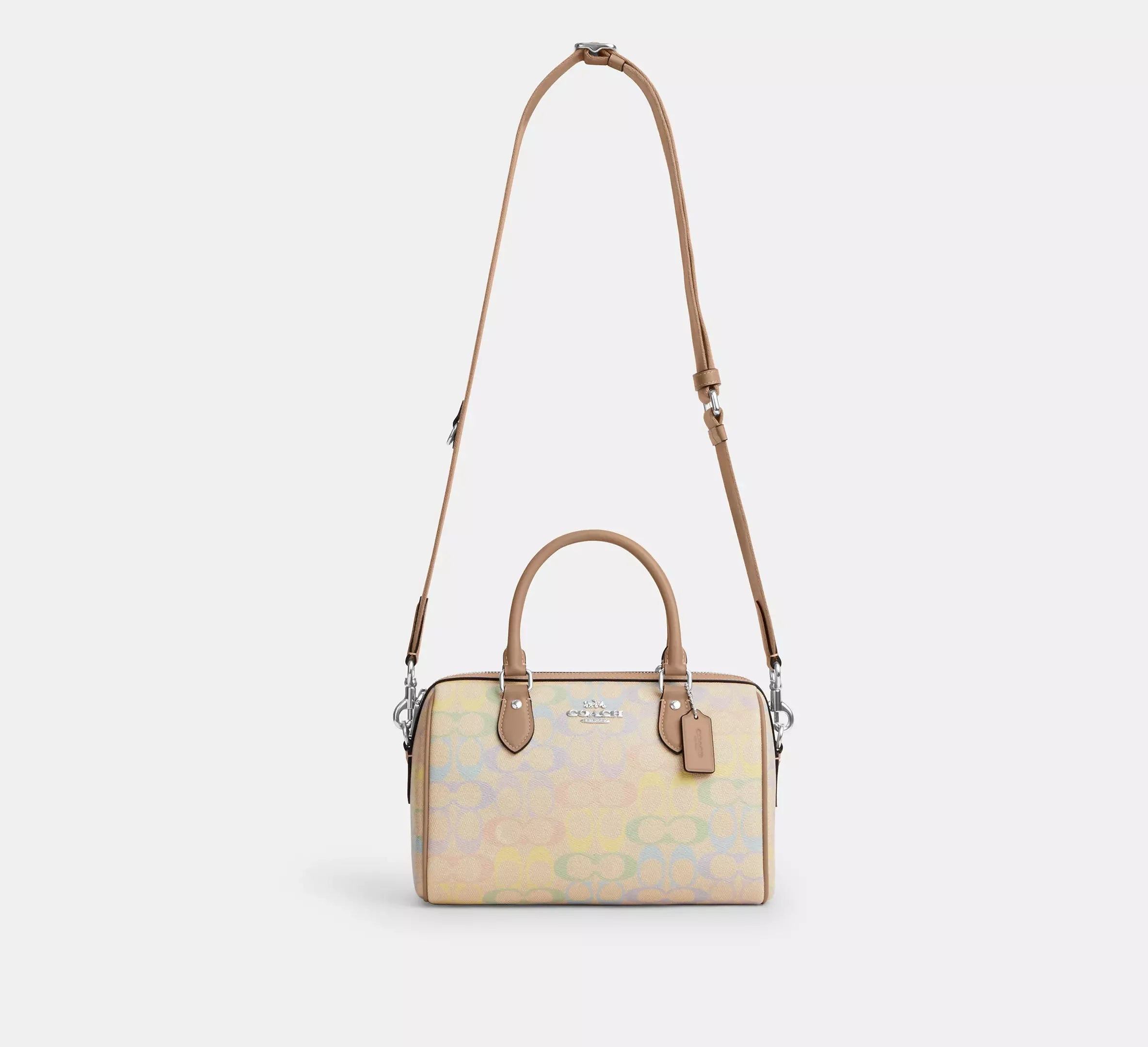 Coach Rowan Satchel Bag In Rainbow Signature – Silver/Sand Multi - Sneaker Türkiye