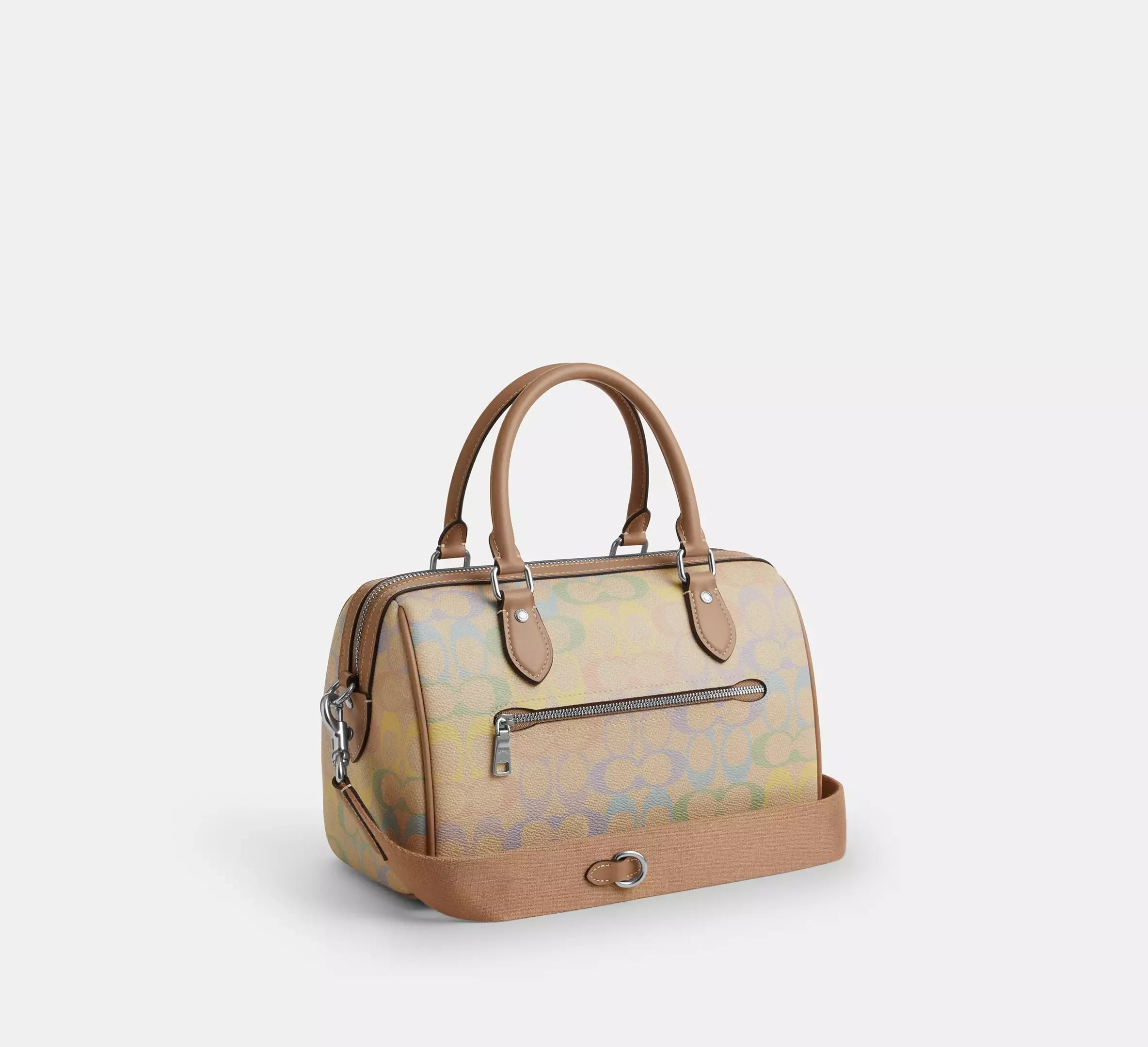 Coach Rowan Satchel Bag In Rainbow Signature – Silver/Sand Multi - Sneaker Türkiye