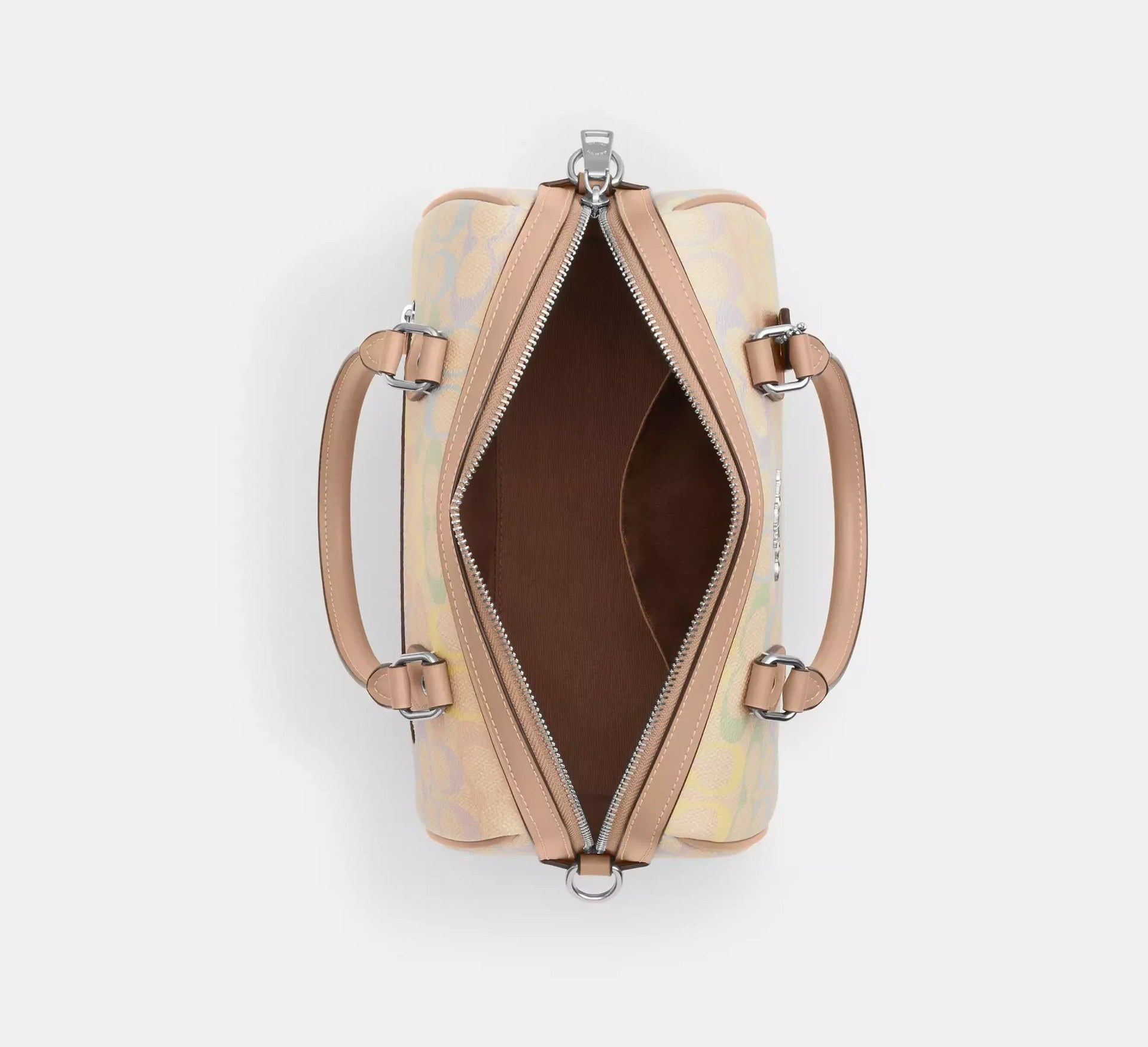 Coach Rowan Satchel Bag In Rainbow Signature – Silver/Sand Multi - Sneaker Türkiye