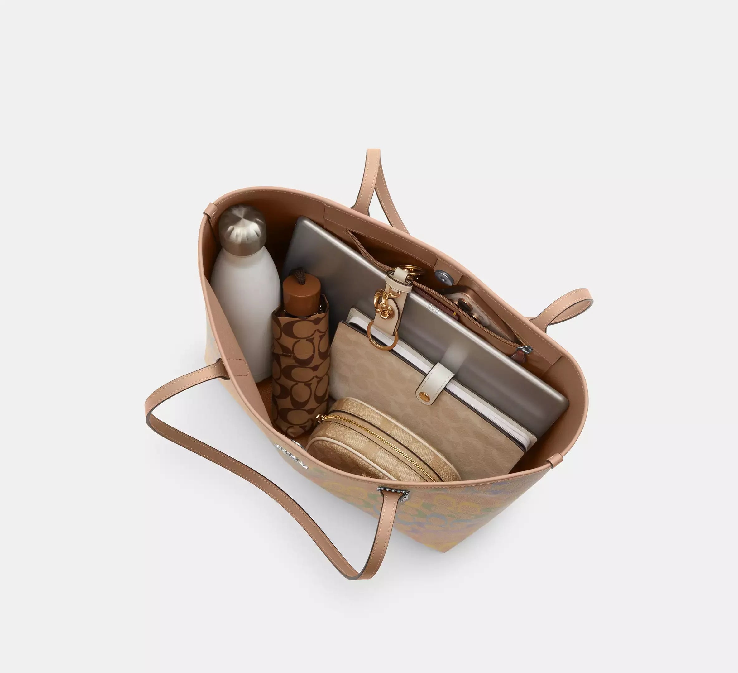 Coach City Tote Bag In Rainbow Signature – Silver - Sneaker Türkiye