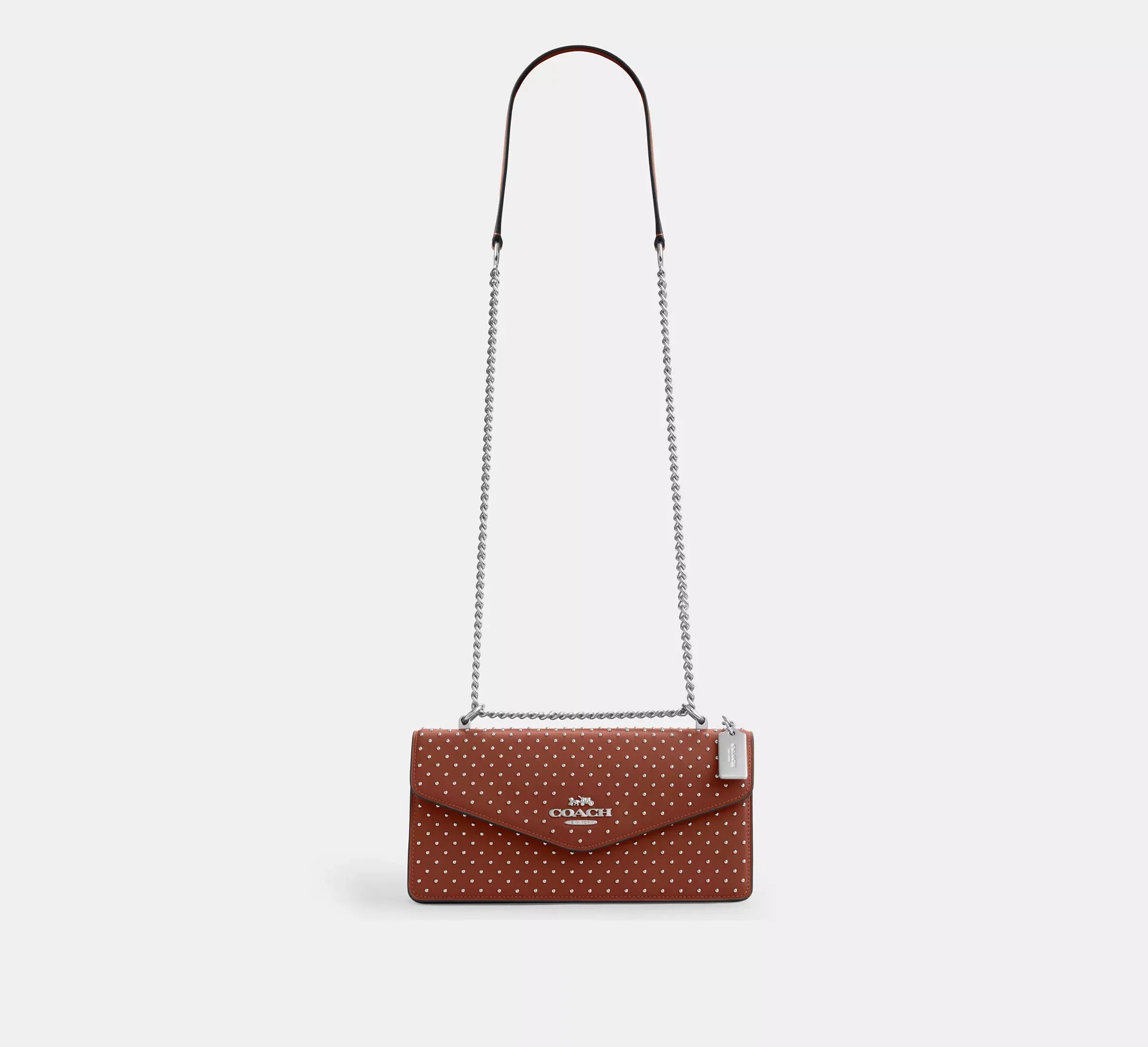 Coach Klare Envelope Crossbody Bag With Rivets – Silver/Pecan - Sneaker Türkiye