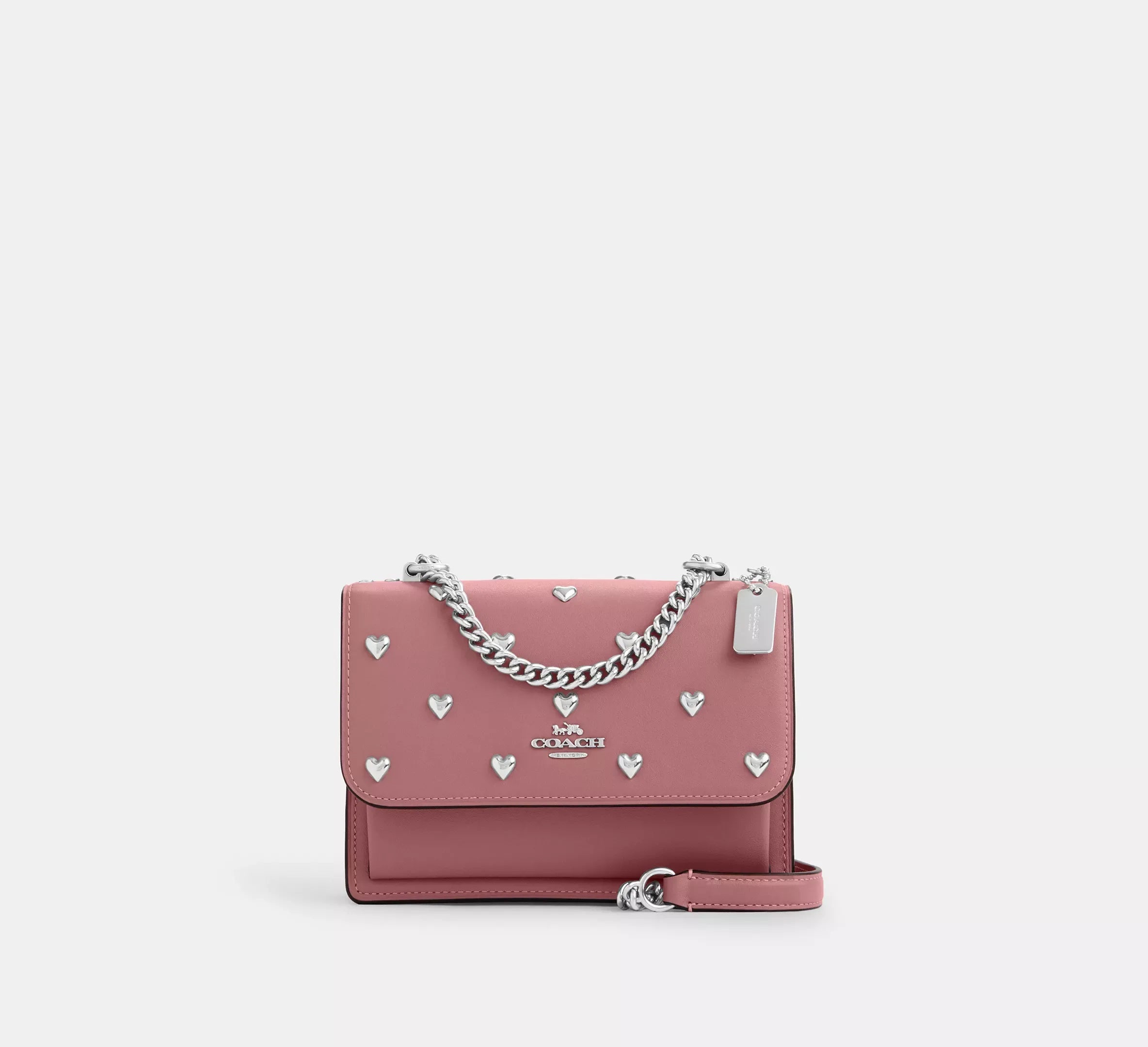 Coach Mini Klare Crossbody Bag With Heart Rivets – Silver/Peony - Sneaker Türkiye