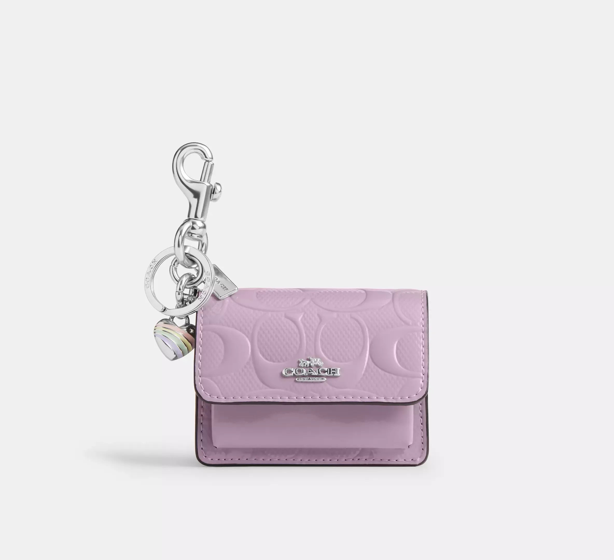 Coach Klare Bag Charm In Signature Leather With Heart Charm – Silver - Sneaker Türkiye