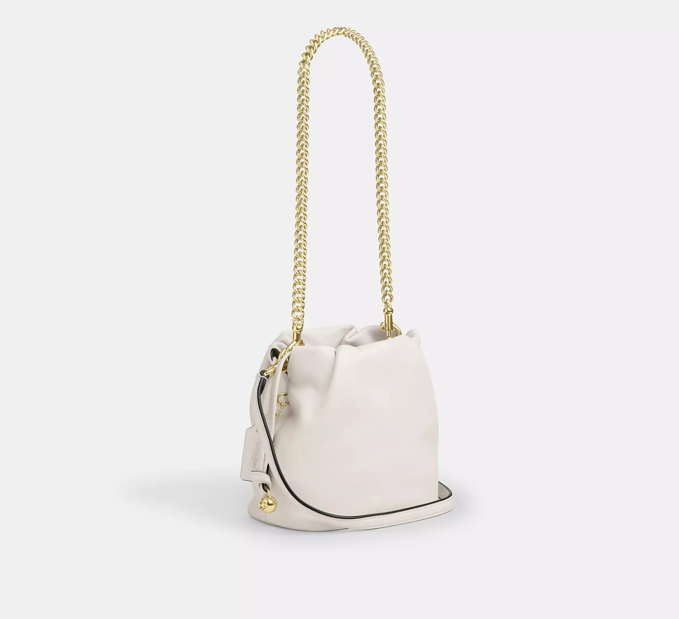 Coach Faye Mini Drawstring Bag With Ruching – Gold/Chalk - Sneaker Türkiye