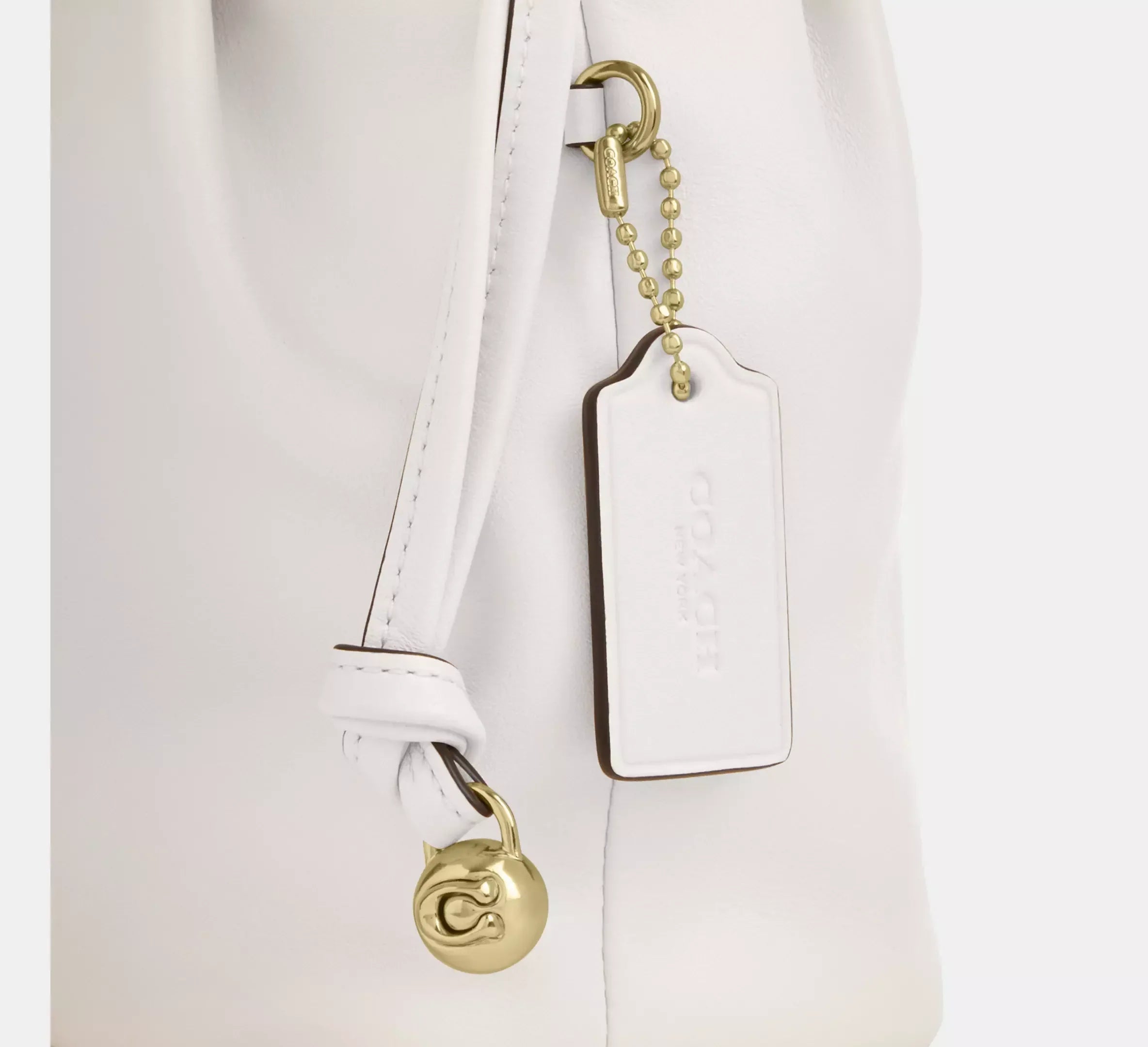 Coach Faye Mini Drawstring Bag With Ruching – Gold/Chalk - Sneaker Türkiye