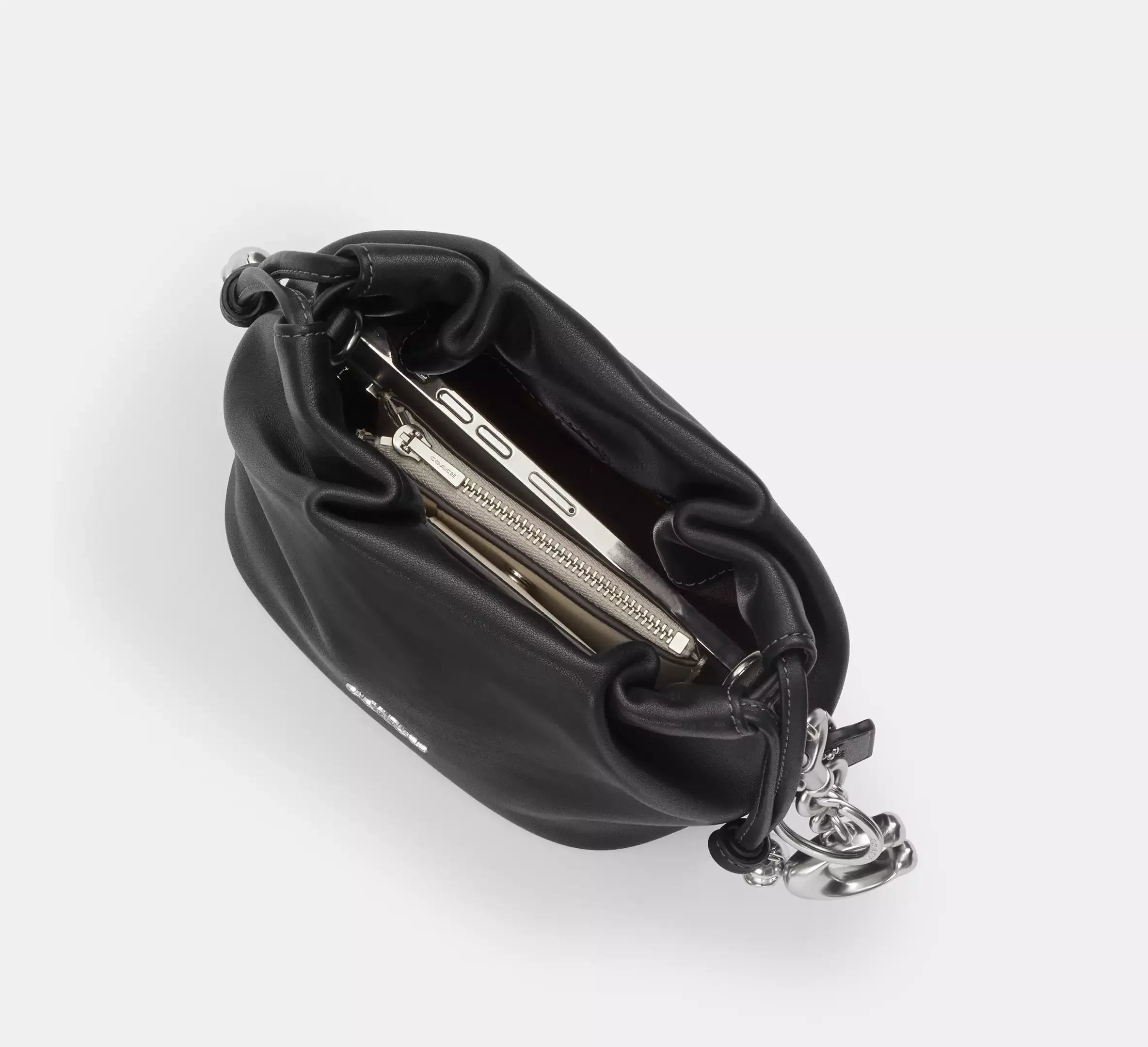 Coach Faye Mini Drawstring Bag With Ruching – Silver - Sneaker Türkiye