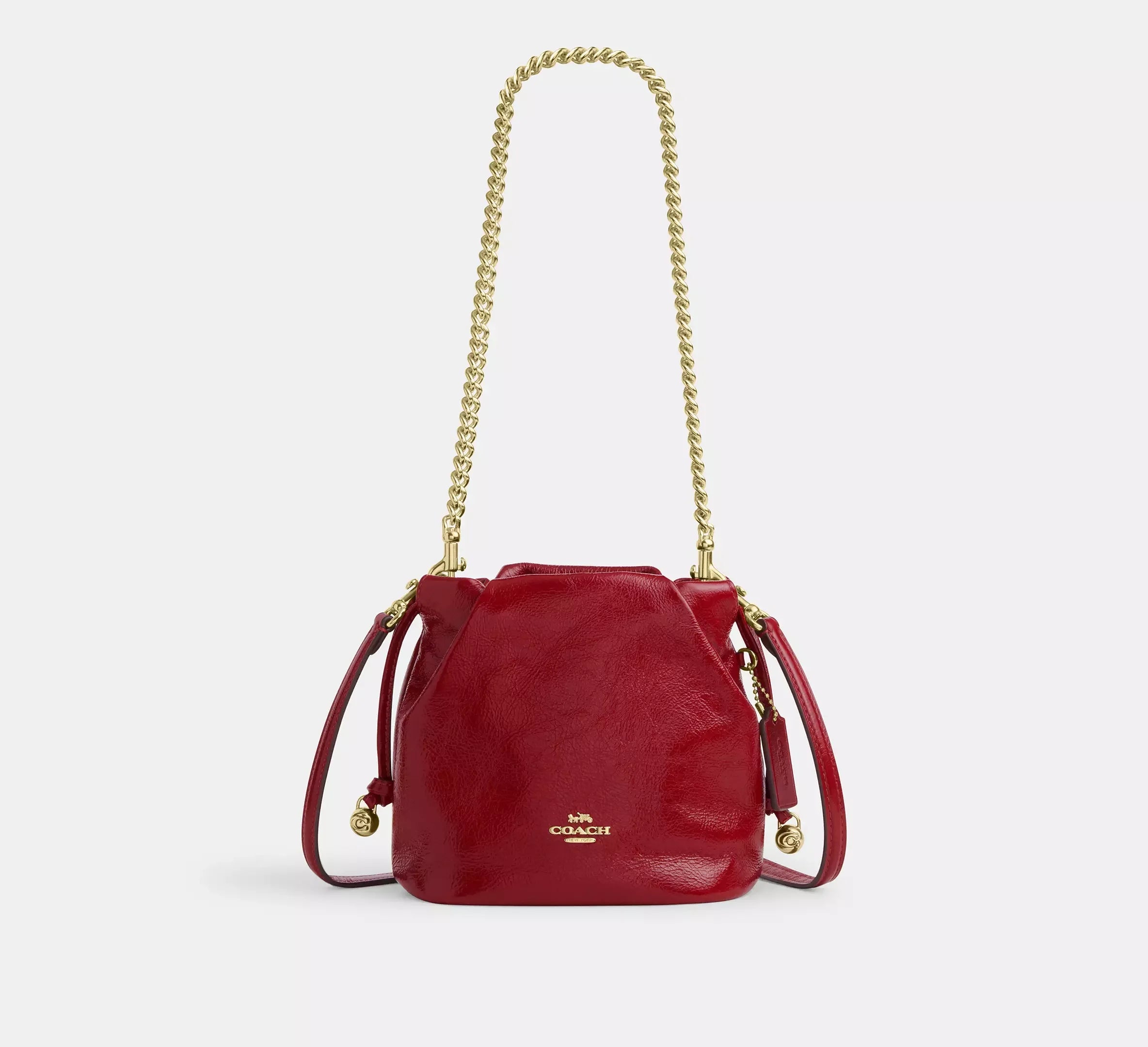 Coach Faye Mini Drawstring Bag – Gold/Dark Cardinal - Sneaker Türkiye