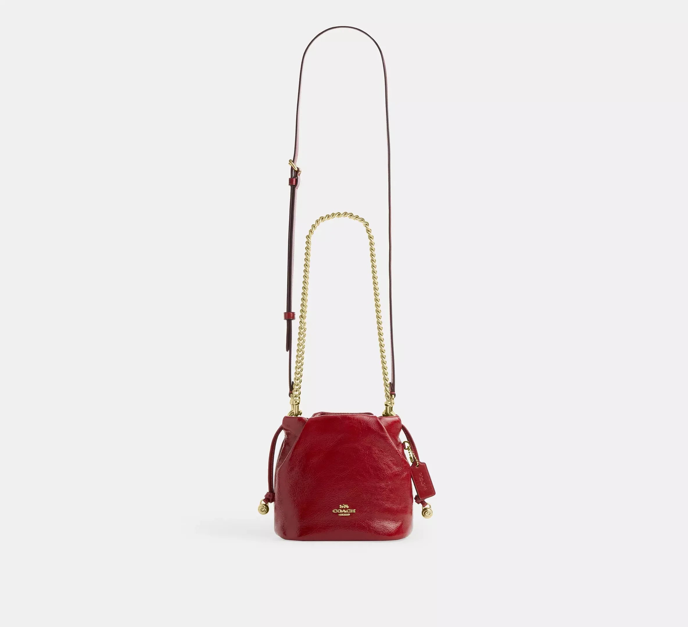 Coach Faye Mini Drawstring Bag – Gold/Dark Cardinal - Sneaker Türkiye