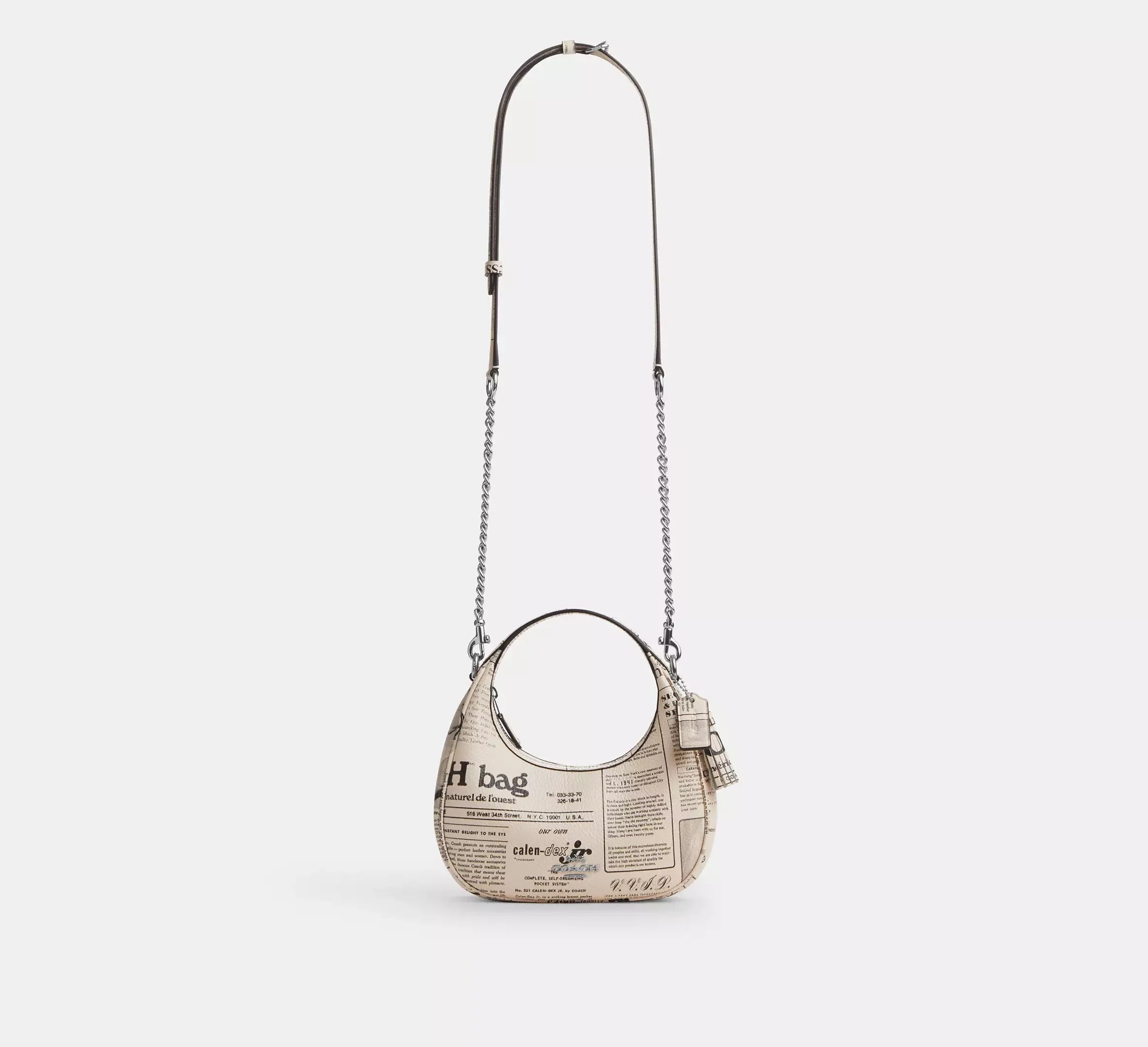 Coach Carmen Mini Crossbody Bag With Newspaper Print – Silver/Chalk Multi - Sneaker Türkiye