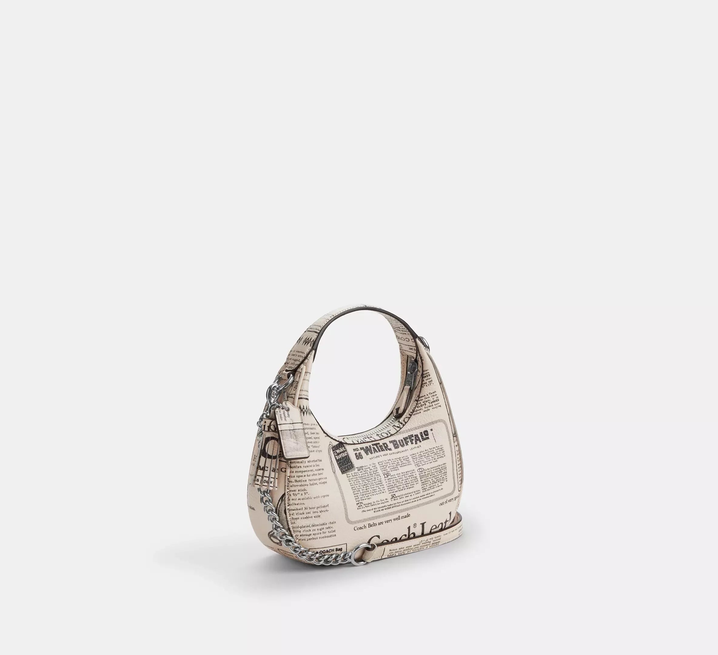 Coach Carmen Mini Crossbody Bag With Newspaper Print – Silver/Chalk Multi - Sneaker Türkiye