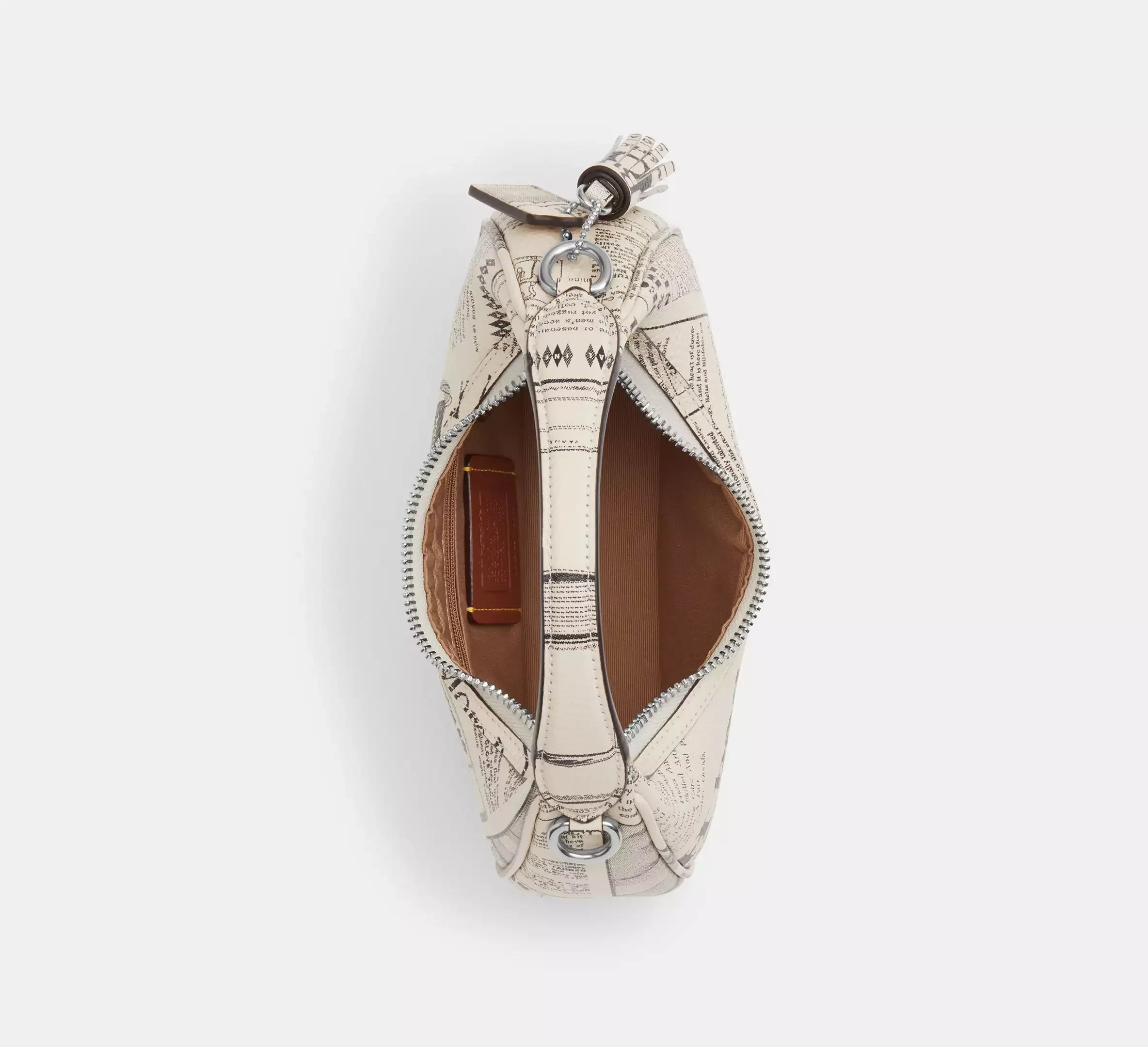 Coach Carmen Mini Crossbody Bag With Newspaper Print – Silver/Chalk Multi - Sneaker Türkiye