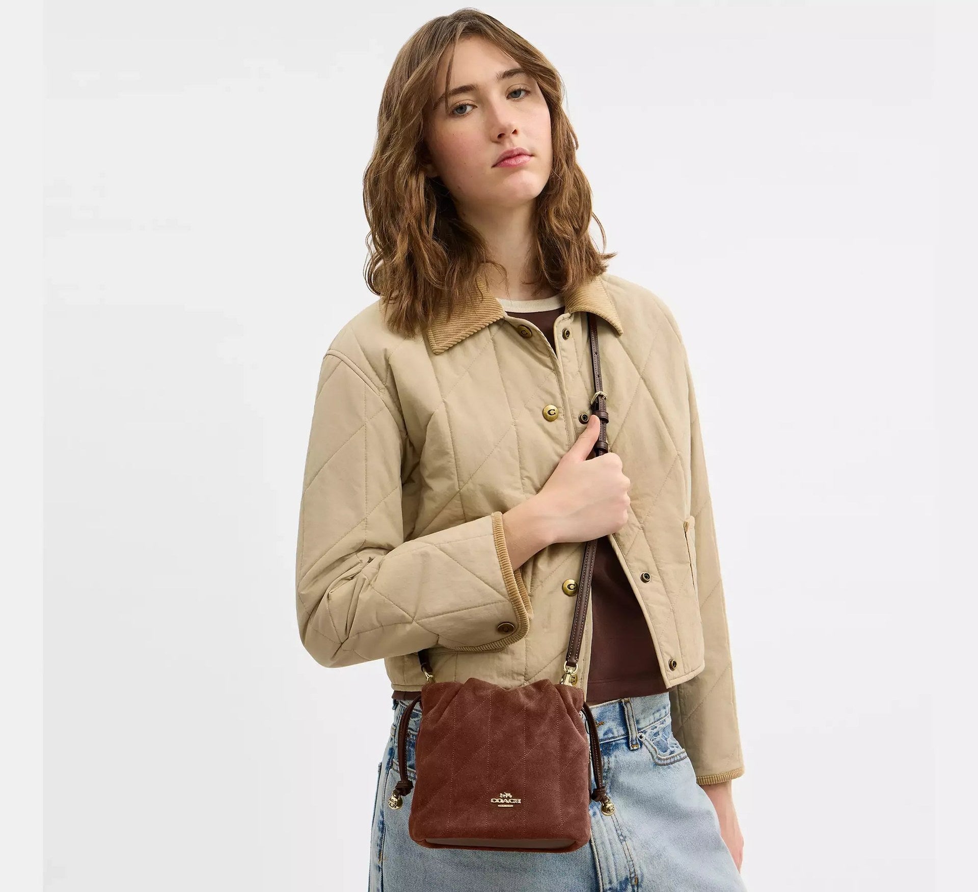 Coach Faye Mini Drawstring Bag With Quilting – Gold - Sneaker Türkiye