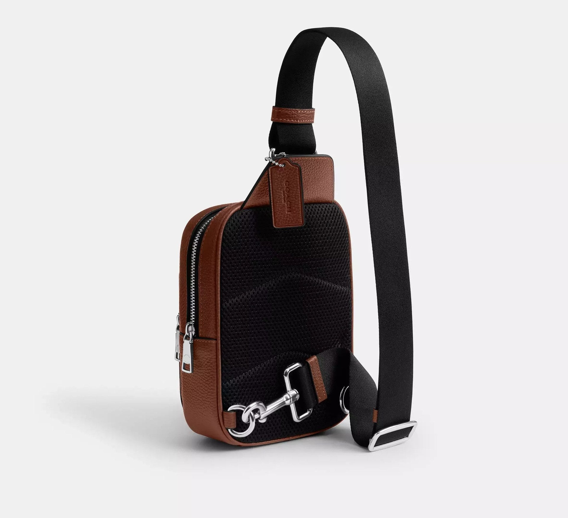 Coach Racer Sling Pack In Signature Leather – Silver - Sneaker Türkiye