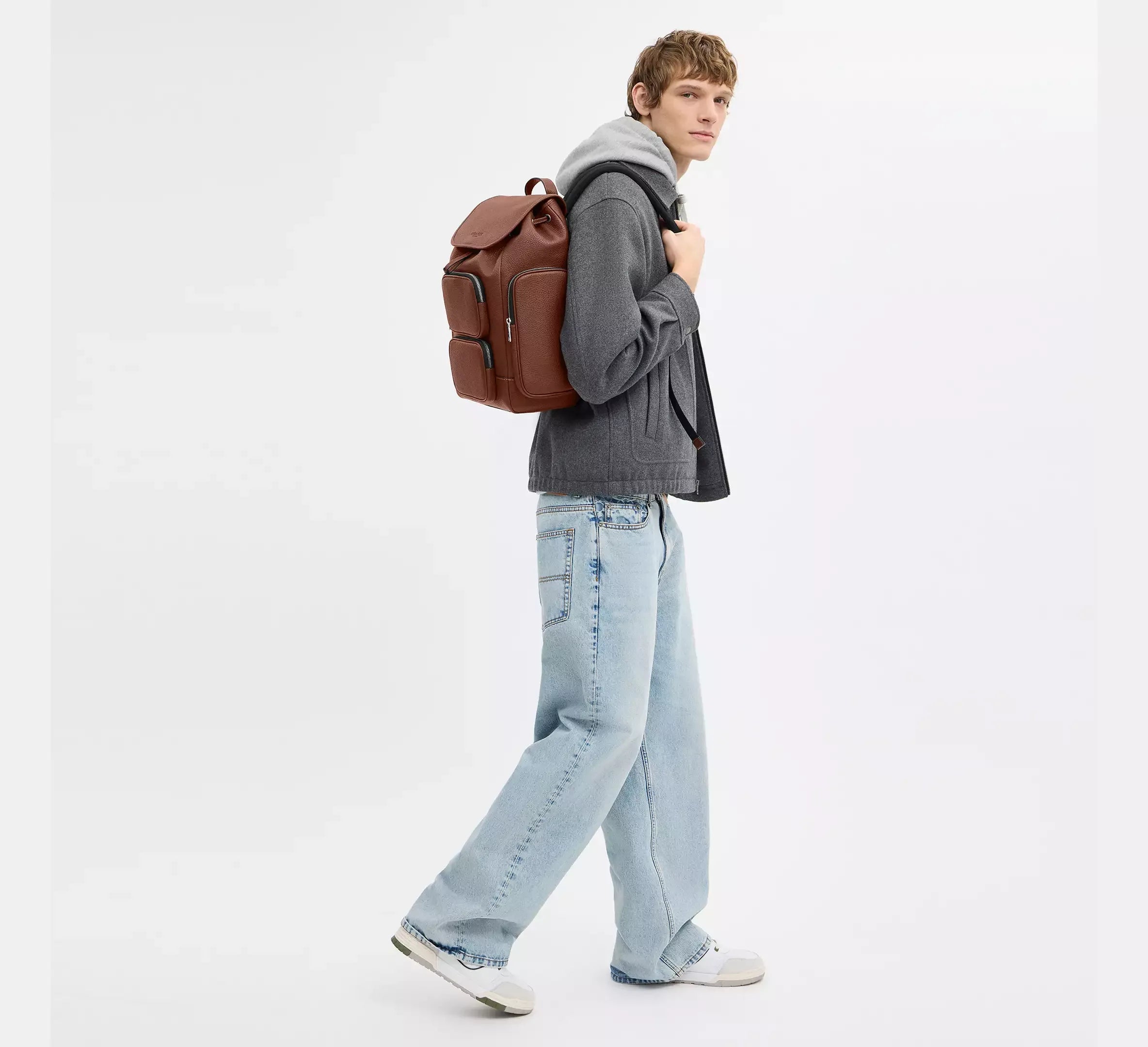 Coach Finn Backpack – Silver/Vintage Brown - Sneaker Türkiye