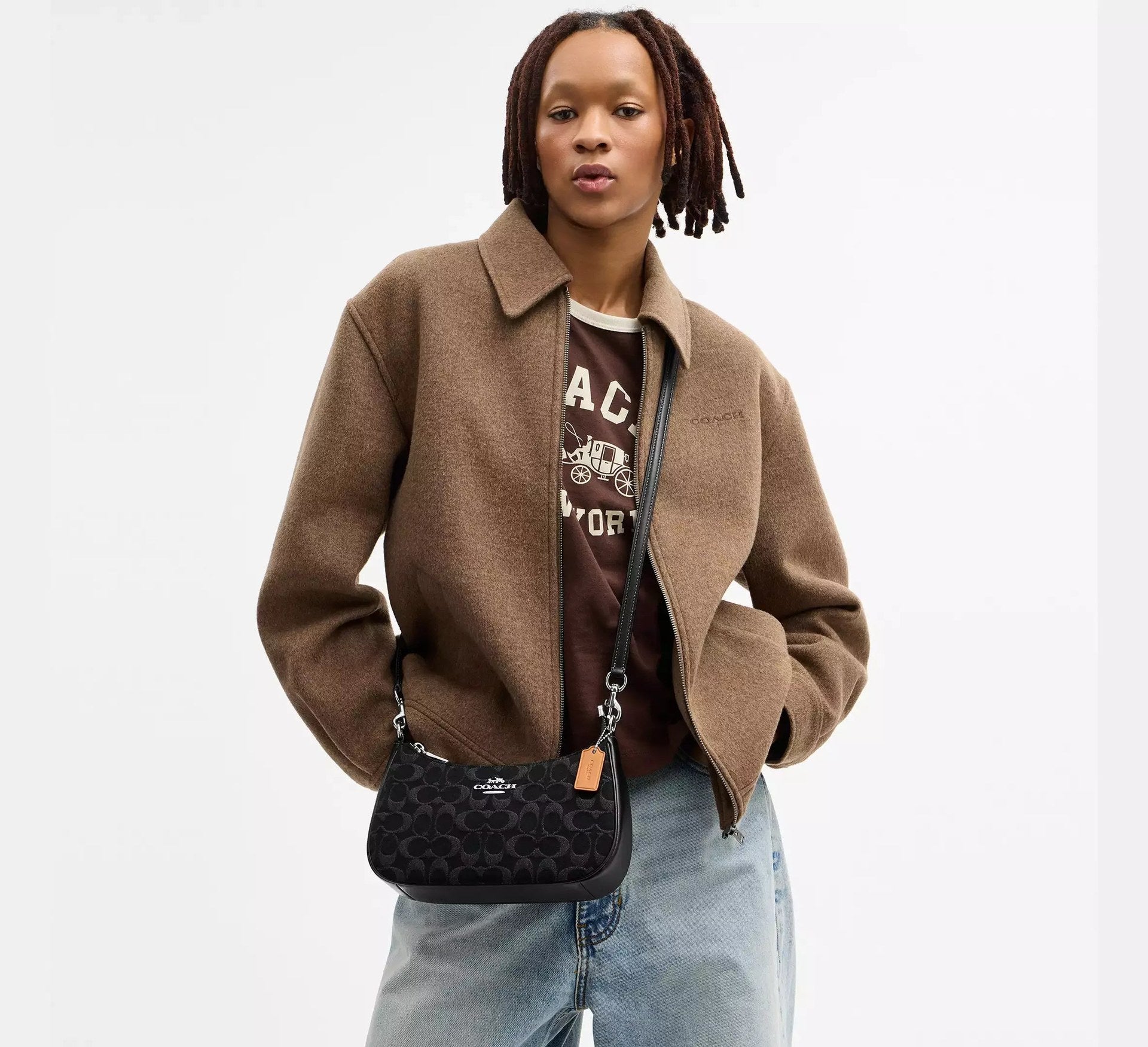 Coach Teri Shoulder Bag In Signature Denim – Silver/Black - Sneaker Türkiye