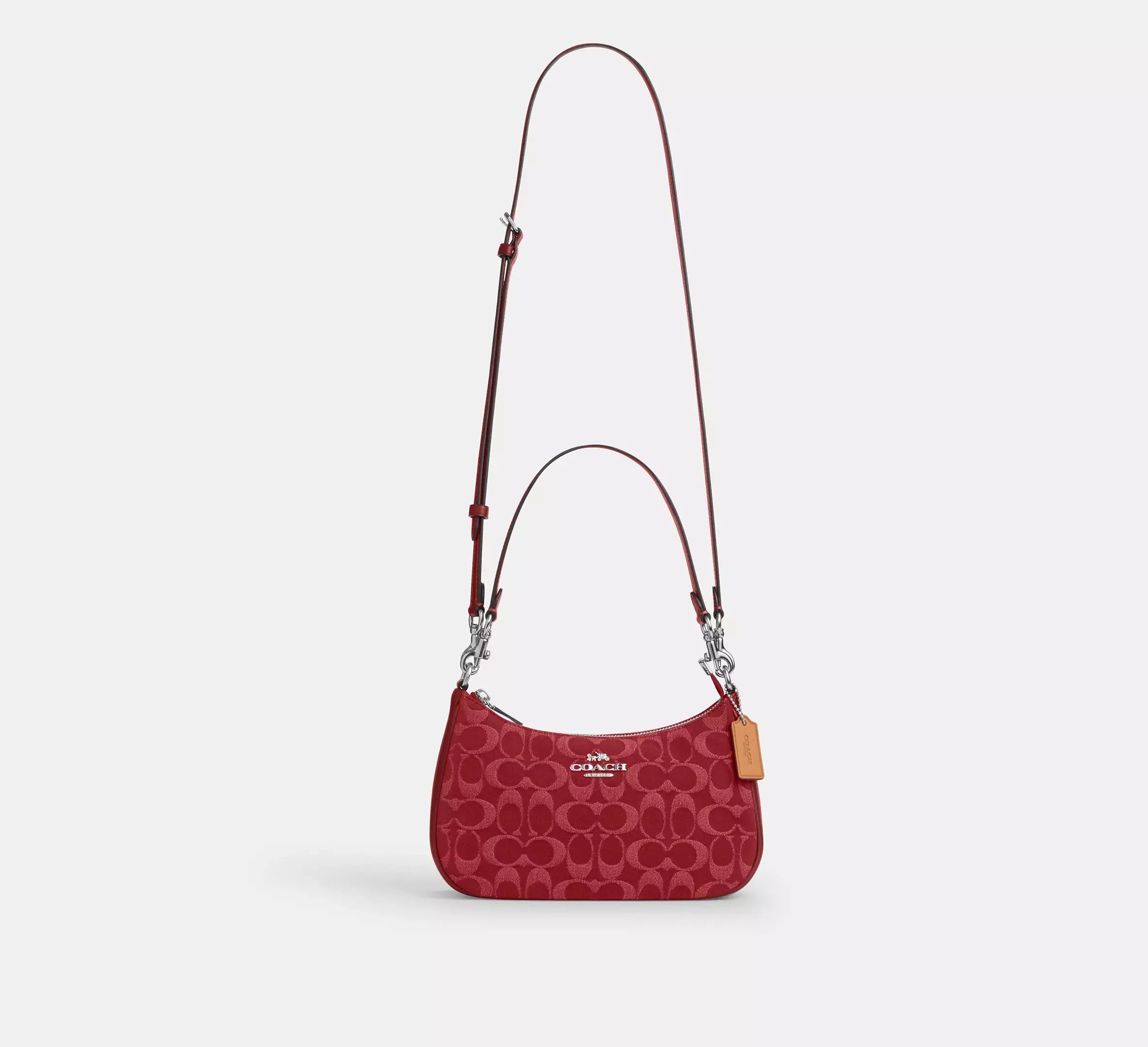 Coach Teri Shoulder Bag In Signature Denim – Silver/True Red - Sneaker Türkiye