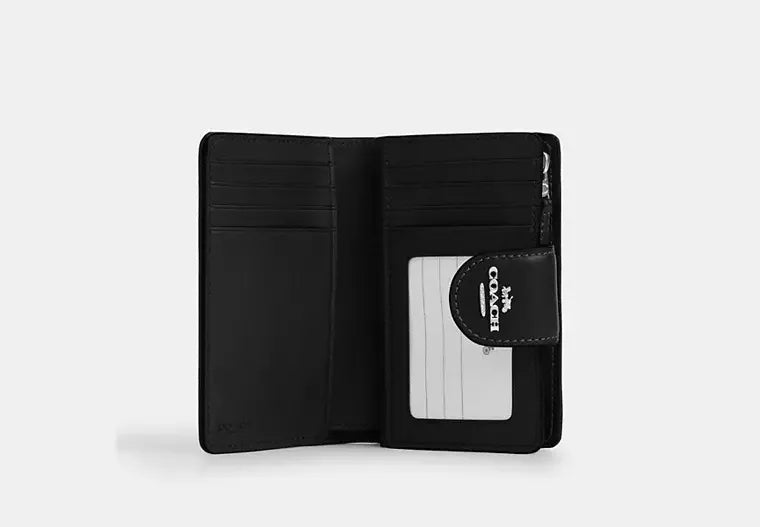 Coach Medium Corner Zip Wallet In Signature Denim – Silver/Black - Sneaker Türkiye