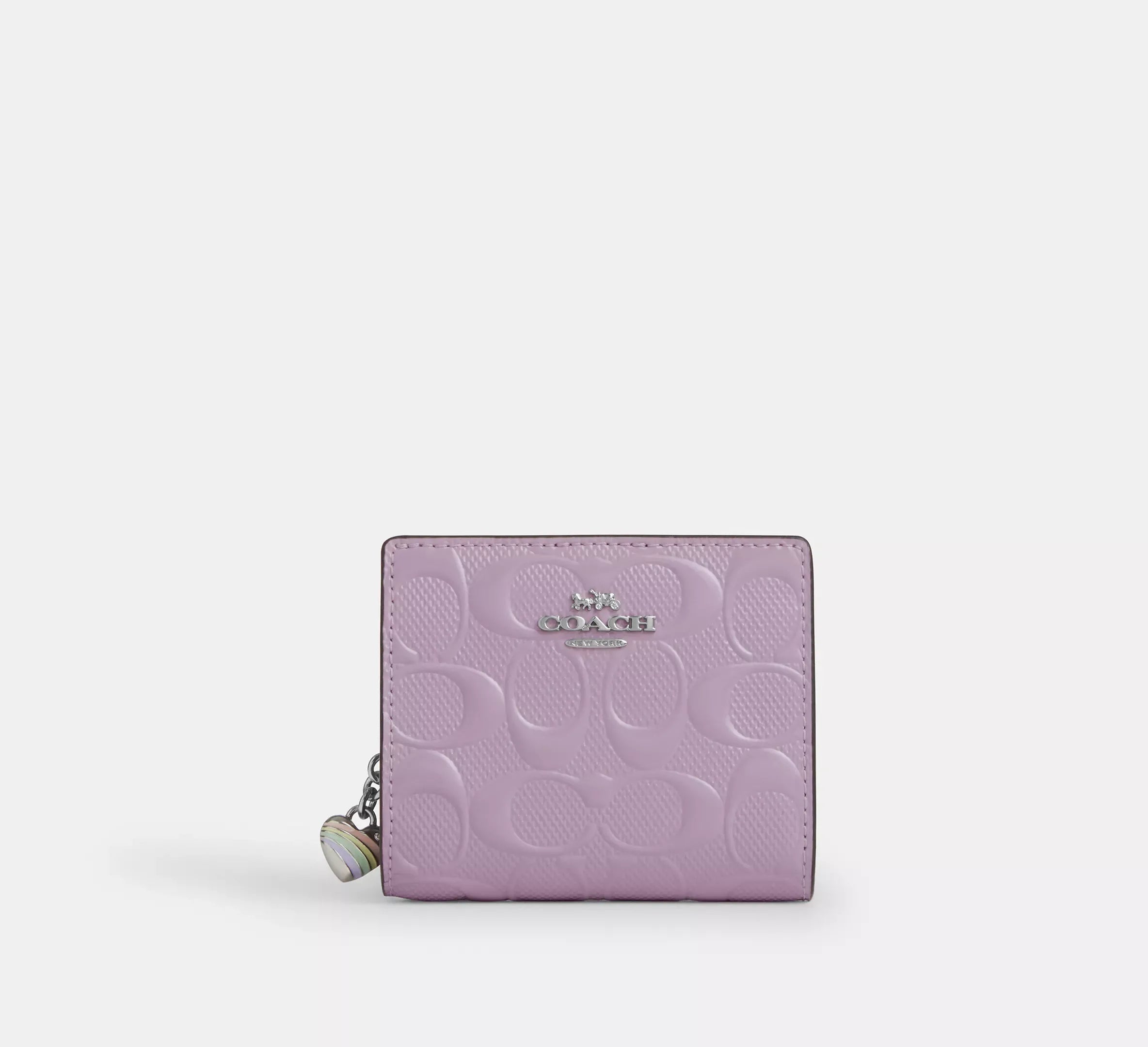 Coach Snap Wallet In Signature Leather With Heart Charm – Silver - Sneaker Türkiye
