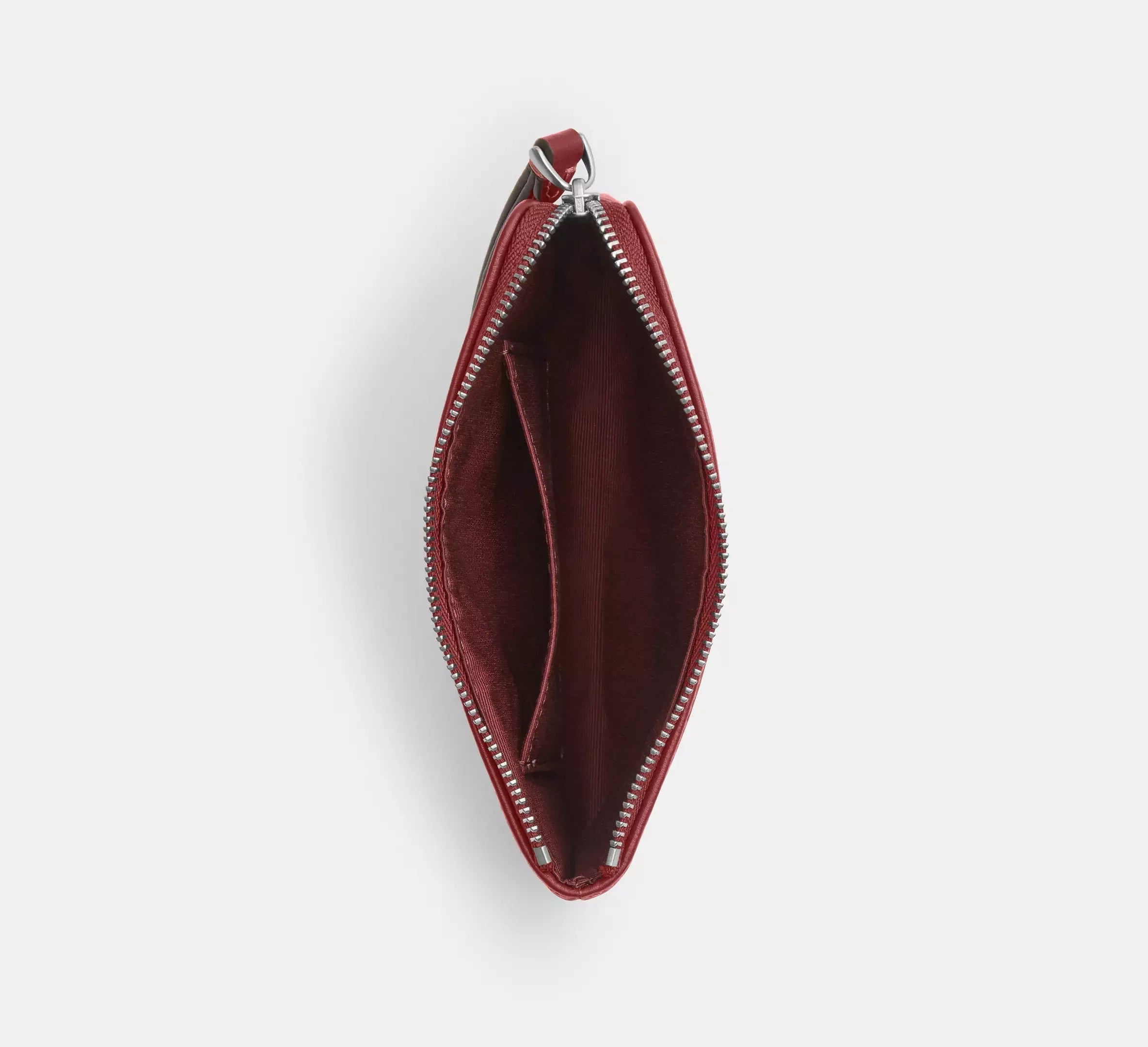 Coach Corner Zip Wristlet In Signature Denim – Silver/True Red - Sneaker Türkiye