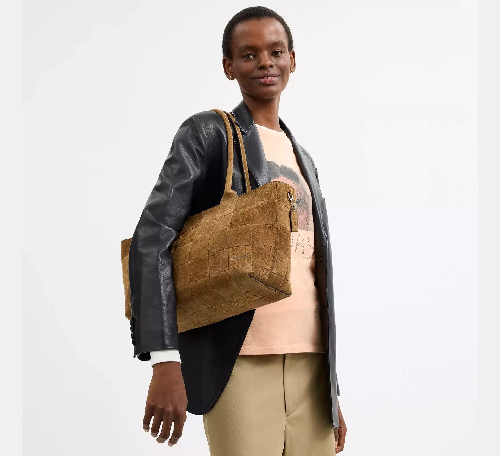 Coach Large Tote Bag In Upcrafted Suede – Cedar Suede - Sneaker Türkiye